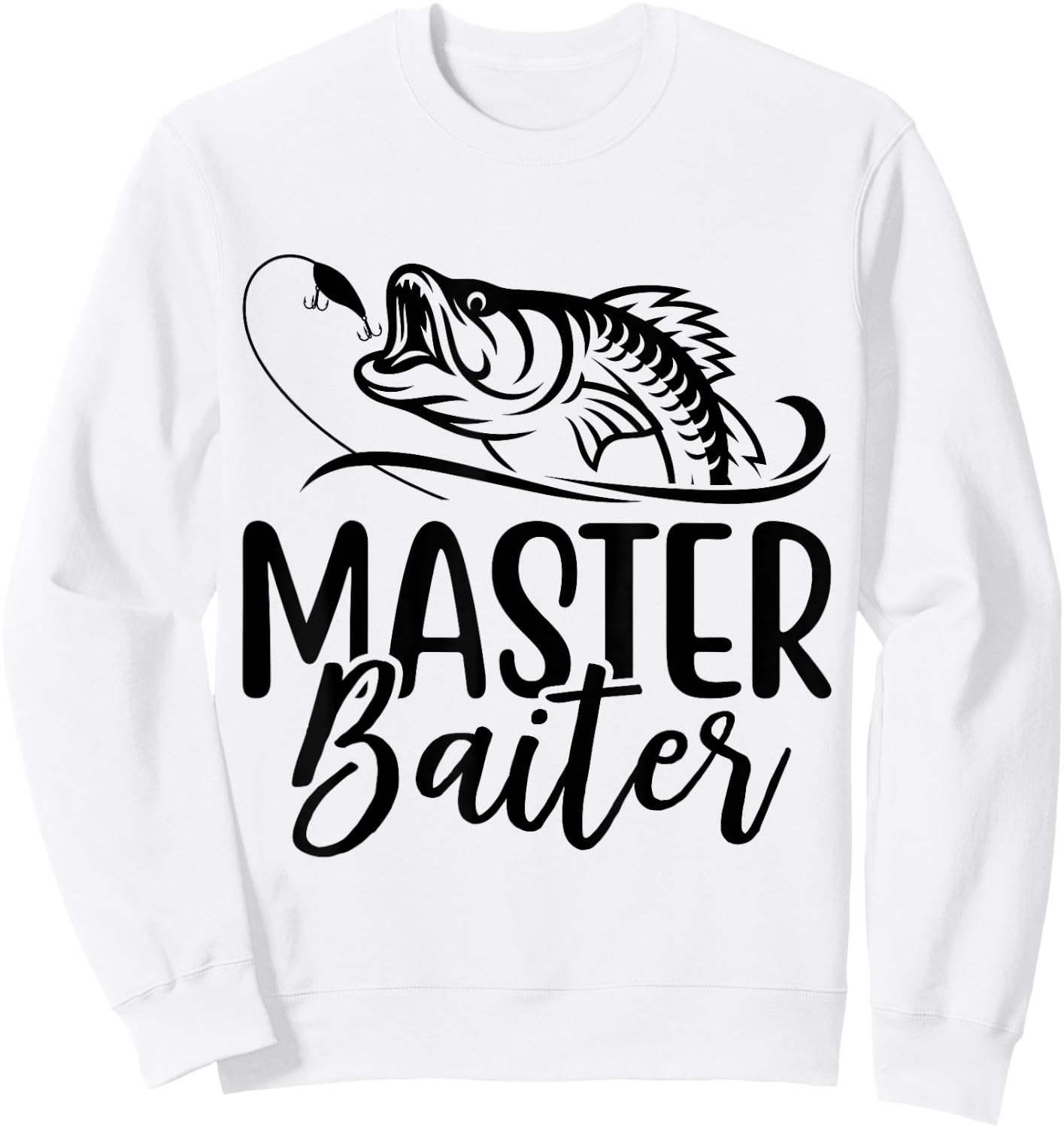 Master Baiter Vintage Bass Fishing Funny Angler Sweatshirt - Sweatshirt | White
