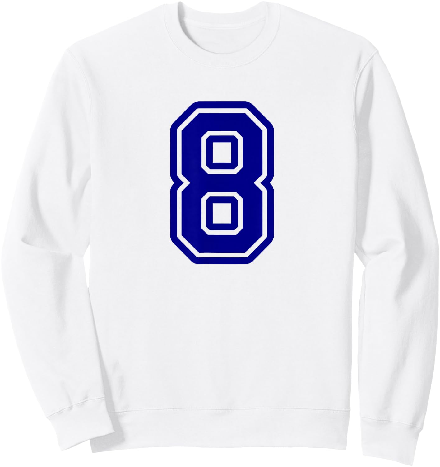 Number 8 Blue Sports Team Varsity Sweatshirt - Sweatshirt | White
