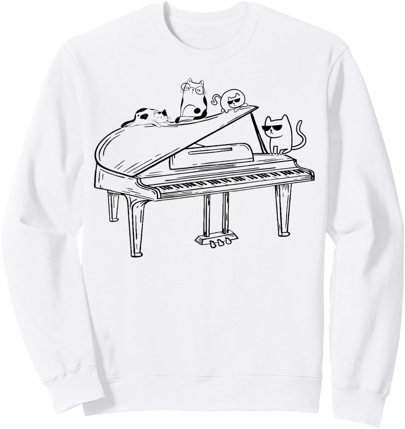 Piano Player - Cat Lover Piano With Cats Piano Lover Sweatshirt - Sweatshirt | White