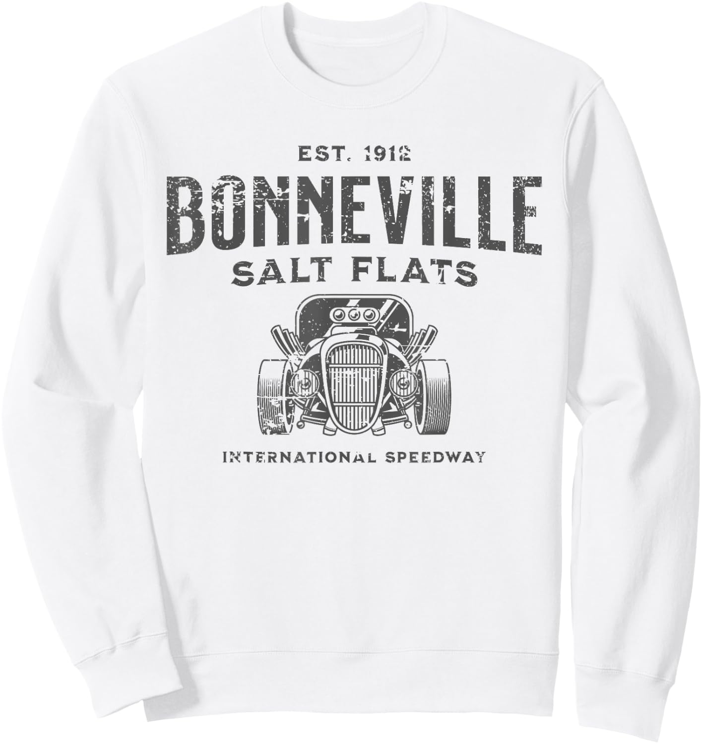 Bonneville Salt Flats Utah Distressed Design Sweatshirt - Sweatshirt | White