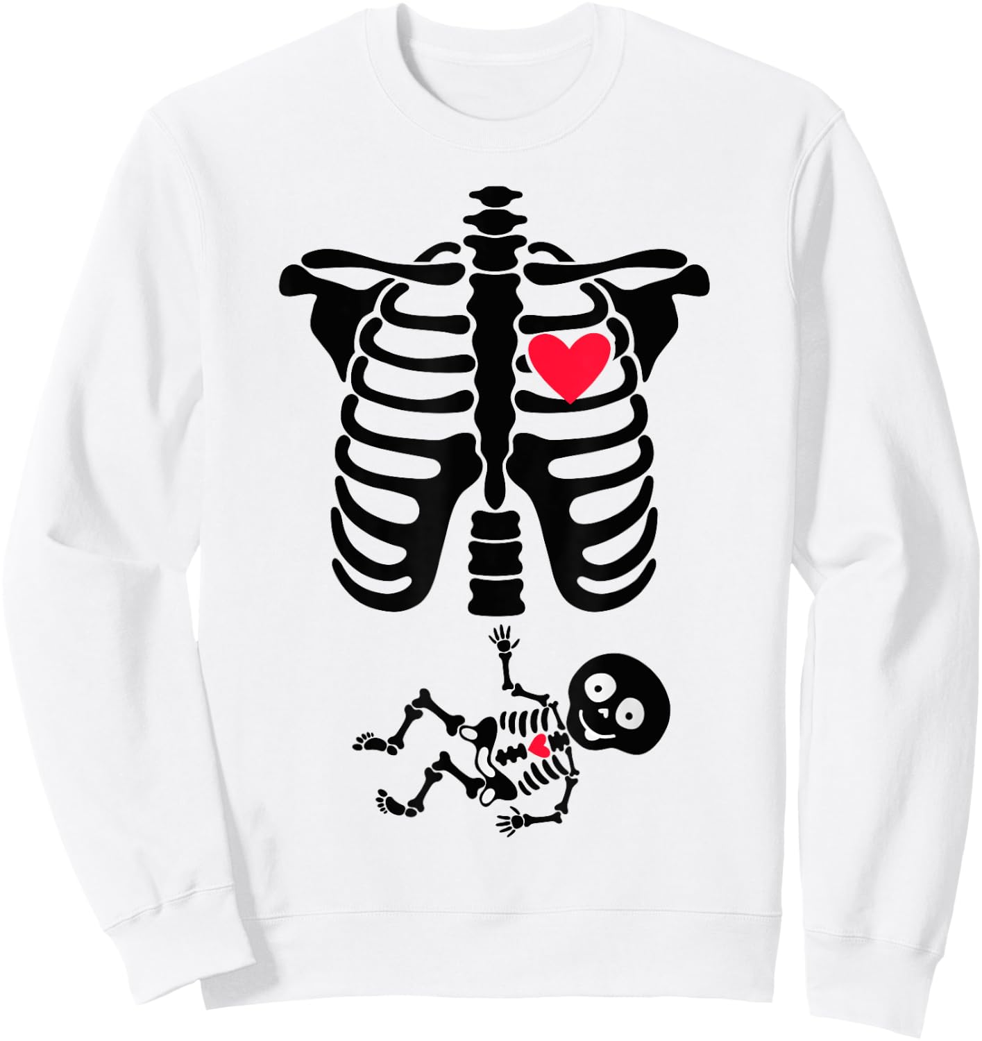 Halloween Costume for Pregnant Mom to Be Skeleton Sweatshirt - Sweatshirt | White