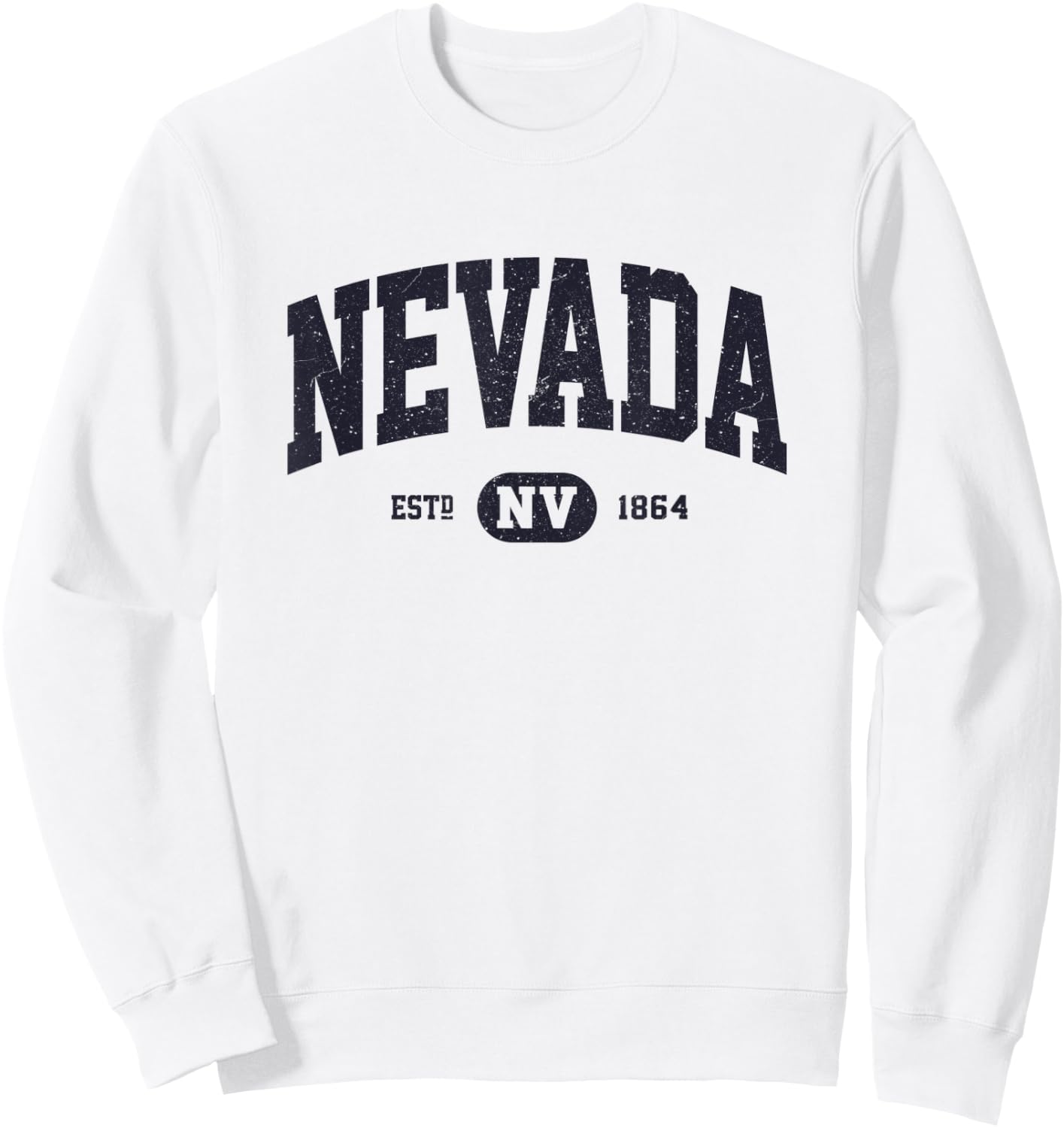 Navy Retro Vintage Nevada Sweatshirt - Sweatshirt | White