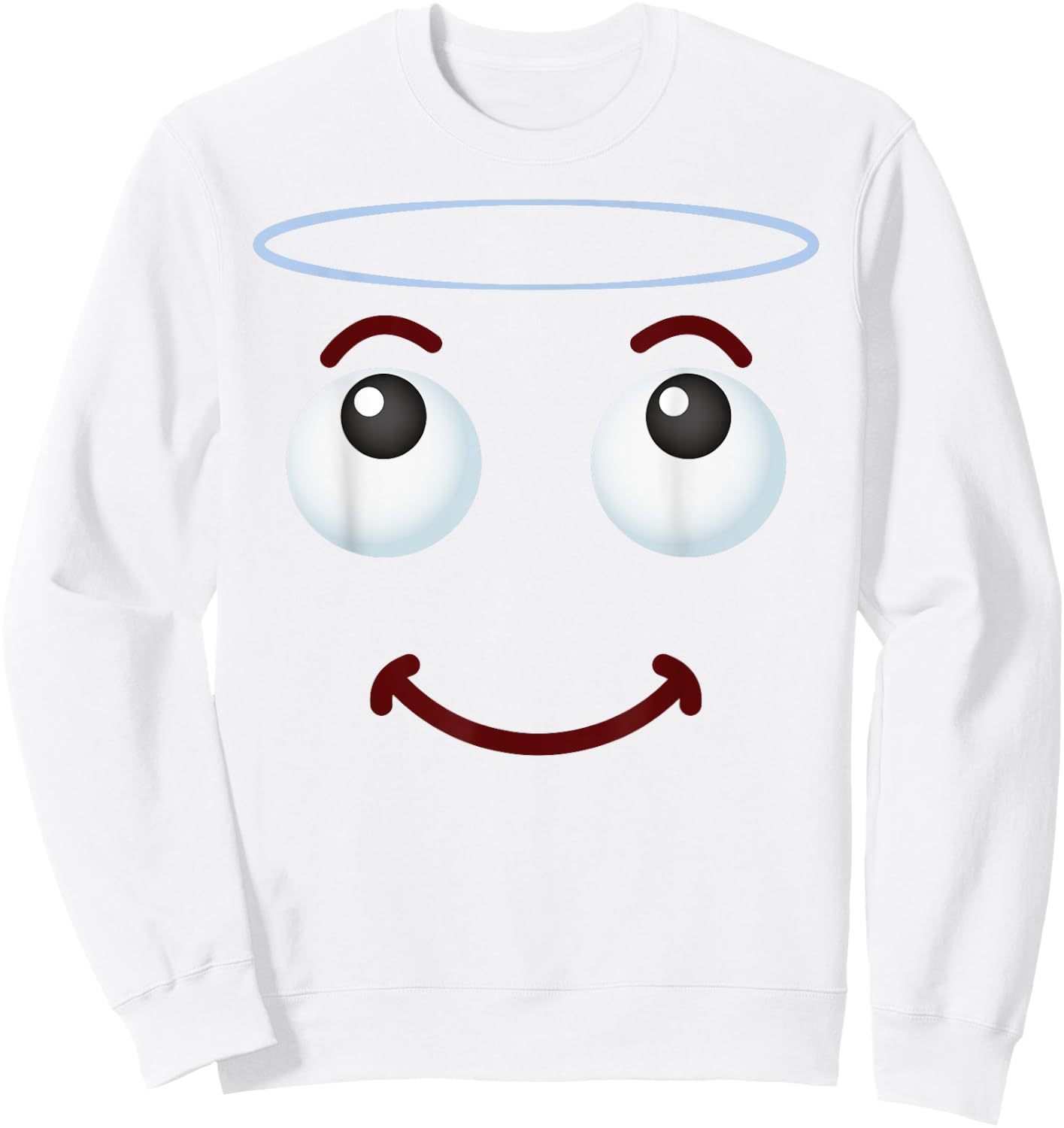 Group Costume Halloween Team Outfit Holy Halo Angel Emoticon Sweatshirt - Sweatshirt | White