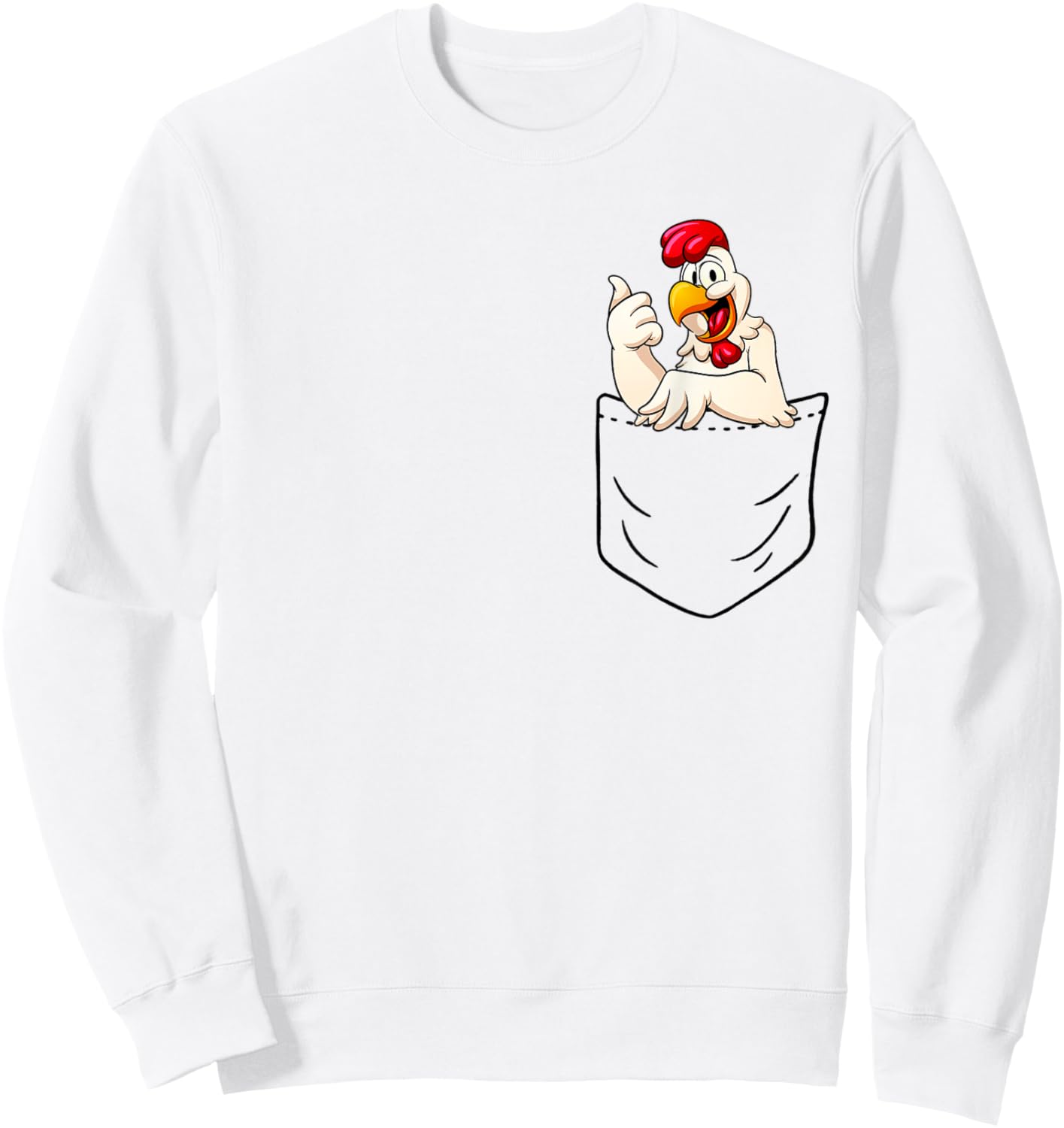 Vintage Rooster Cock In Pocket Sweatshirt - Sweatshirt | White