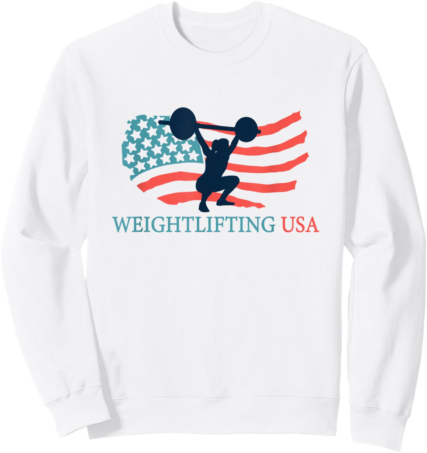 Weightlifter Gym Weightlifting USA Team Coach American Flag Sweatshirt - Sweatshirt | White