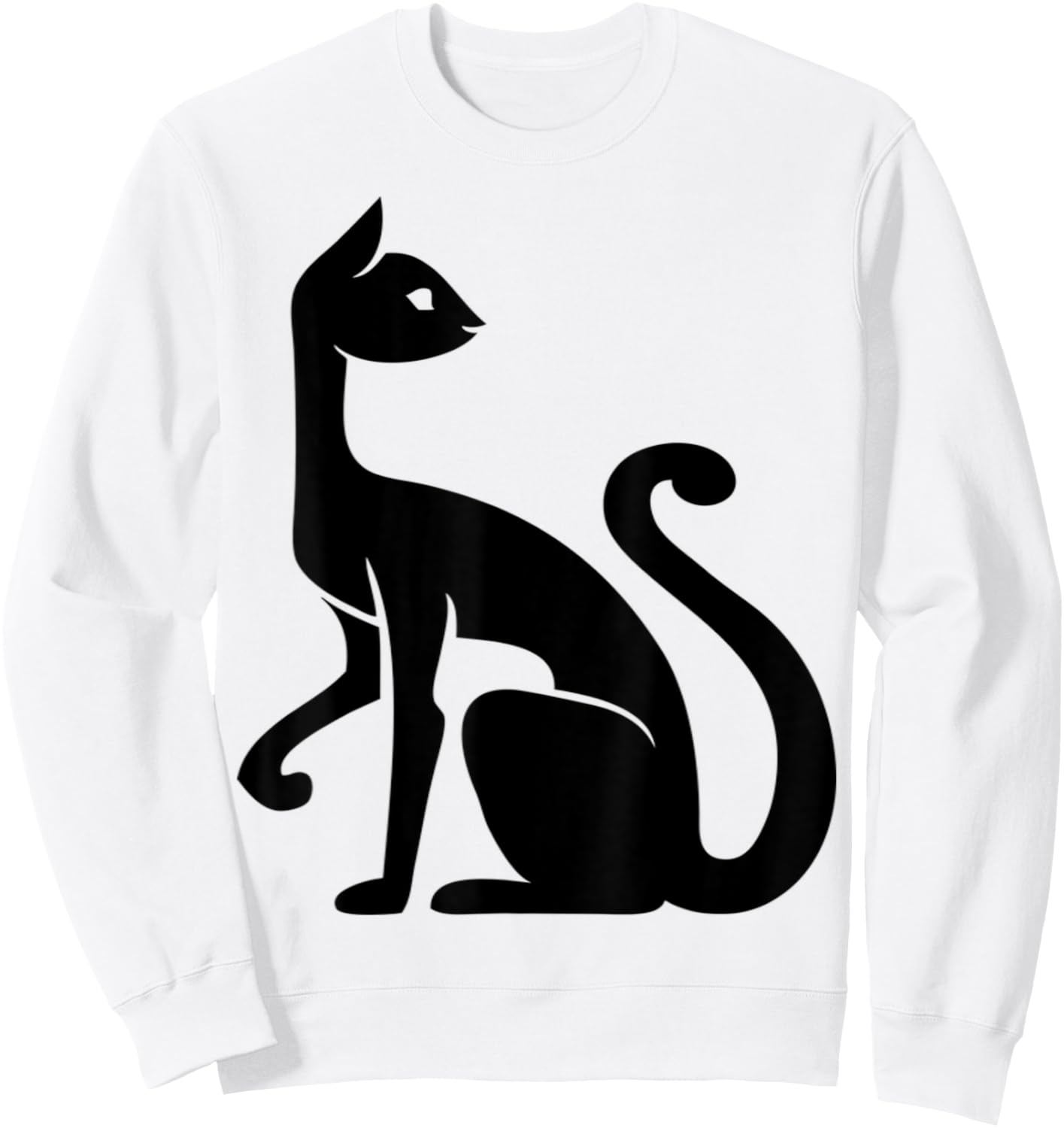 Fun Cat . Animal Kitten Pet. Black Cat. Feline, Egyptian Sweatshirt - Sweatshirt | White