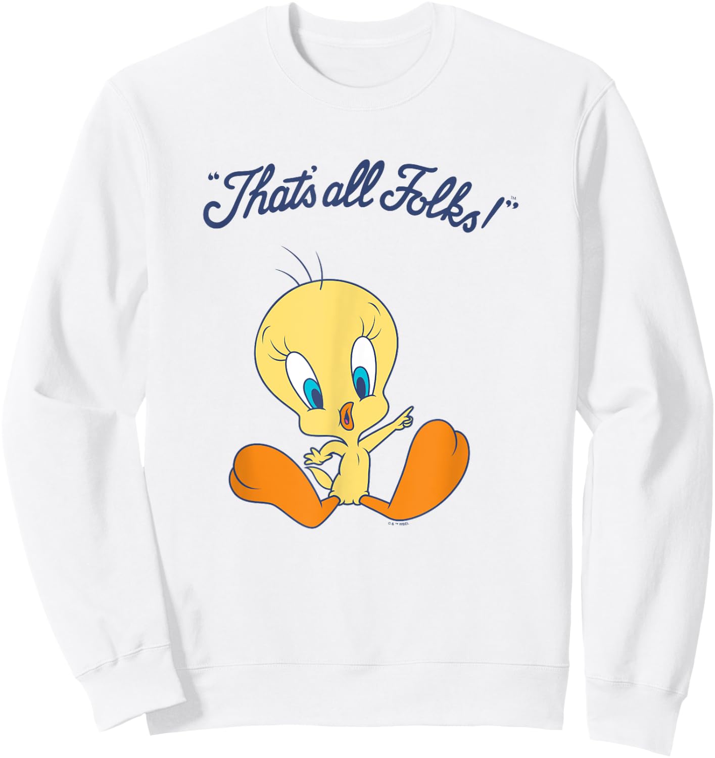 Looney Tunes "That’s All Folks!" Cute Tweety Bird Logo Sweatshirt - Sweatshirt | White