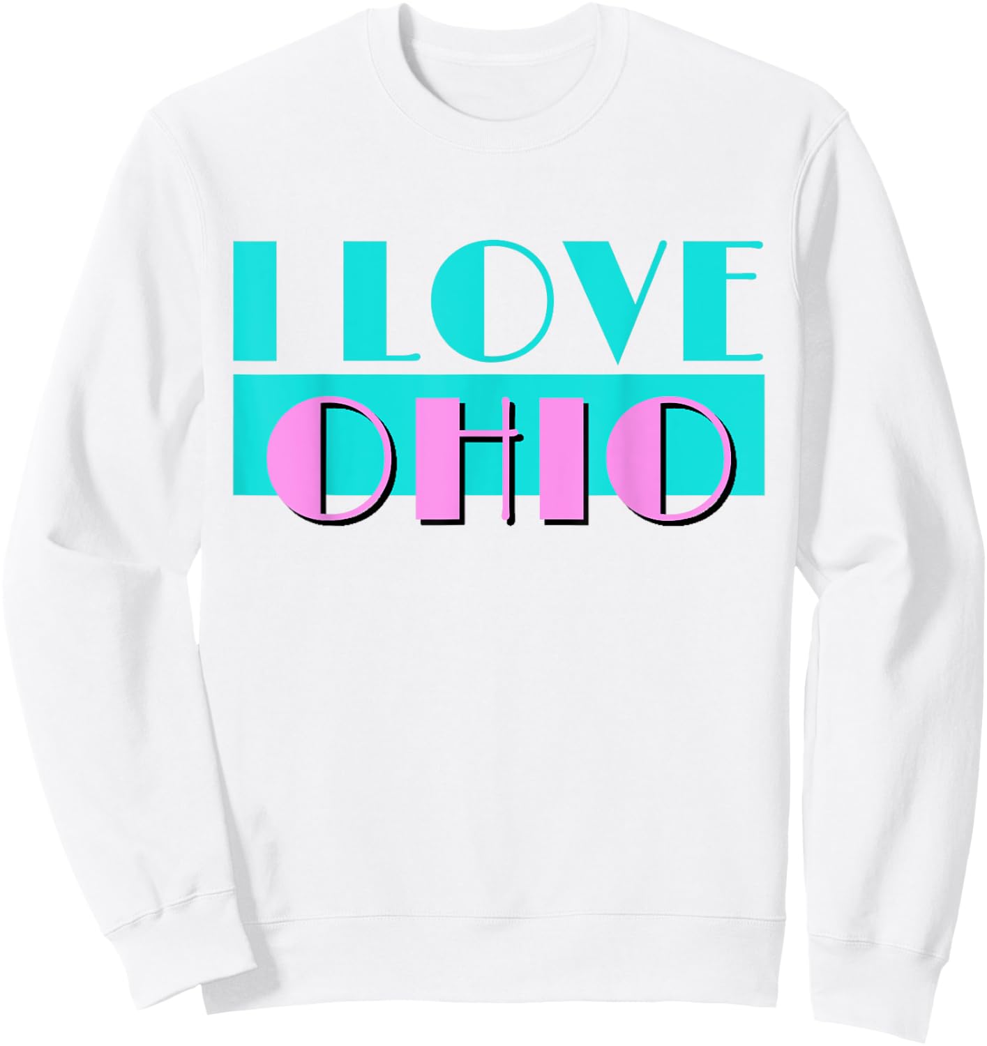 Retro I LOVE OHIO Neon Logo Classic Ohio OH State Pride Gift Sweatshirt - Sweatshirt | White