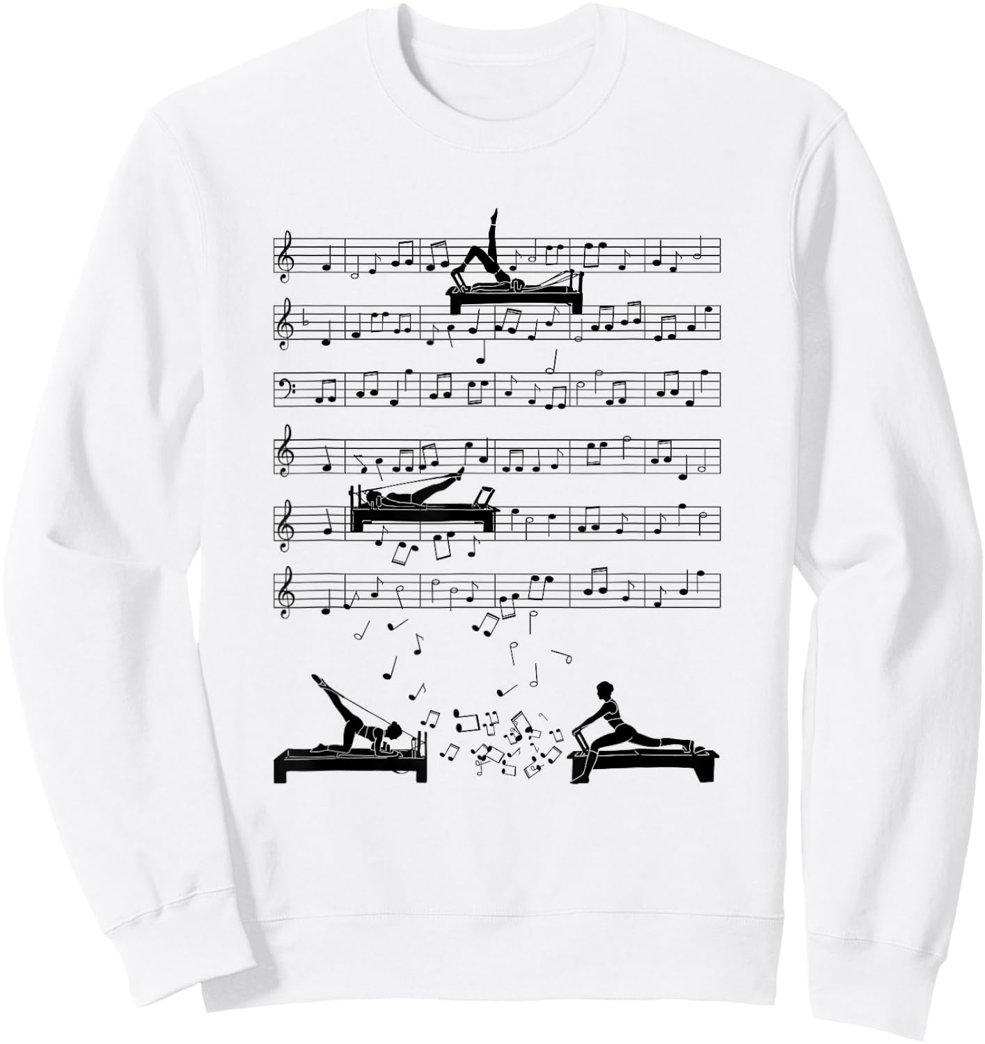 Funny Reformer Pilates music Note fitness Reformer music Sweatshirt - Sweatshirt | White