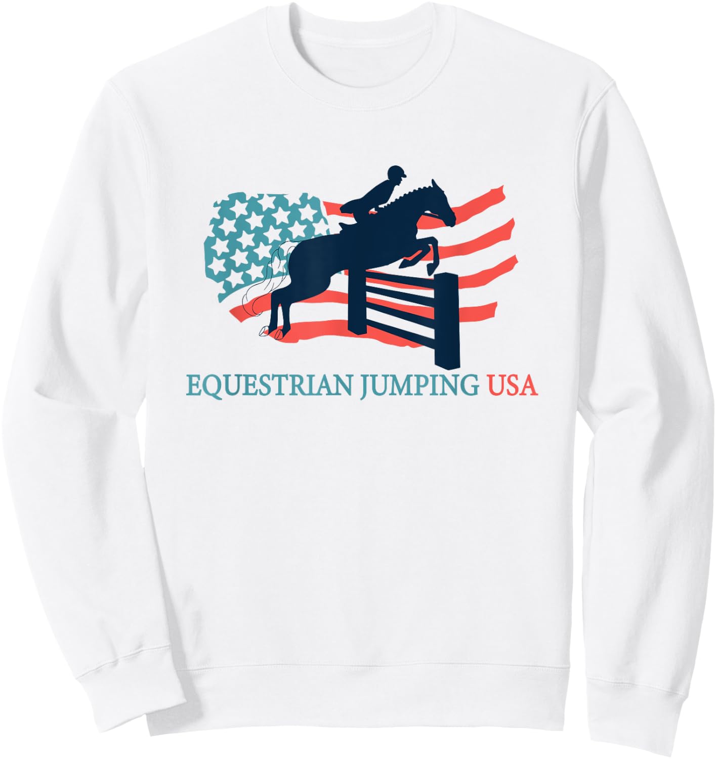 Horse Rider Equestrian Jumping USA Team Coach American Flag Women Kids Men Sweatshirt - Sweatshirt | White