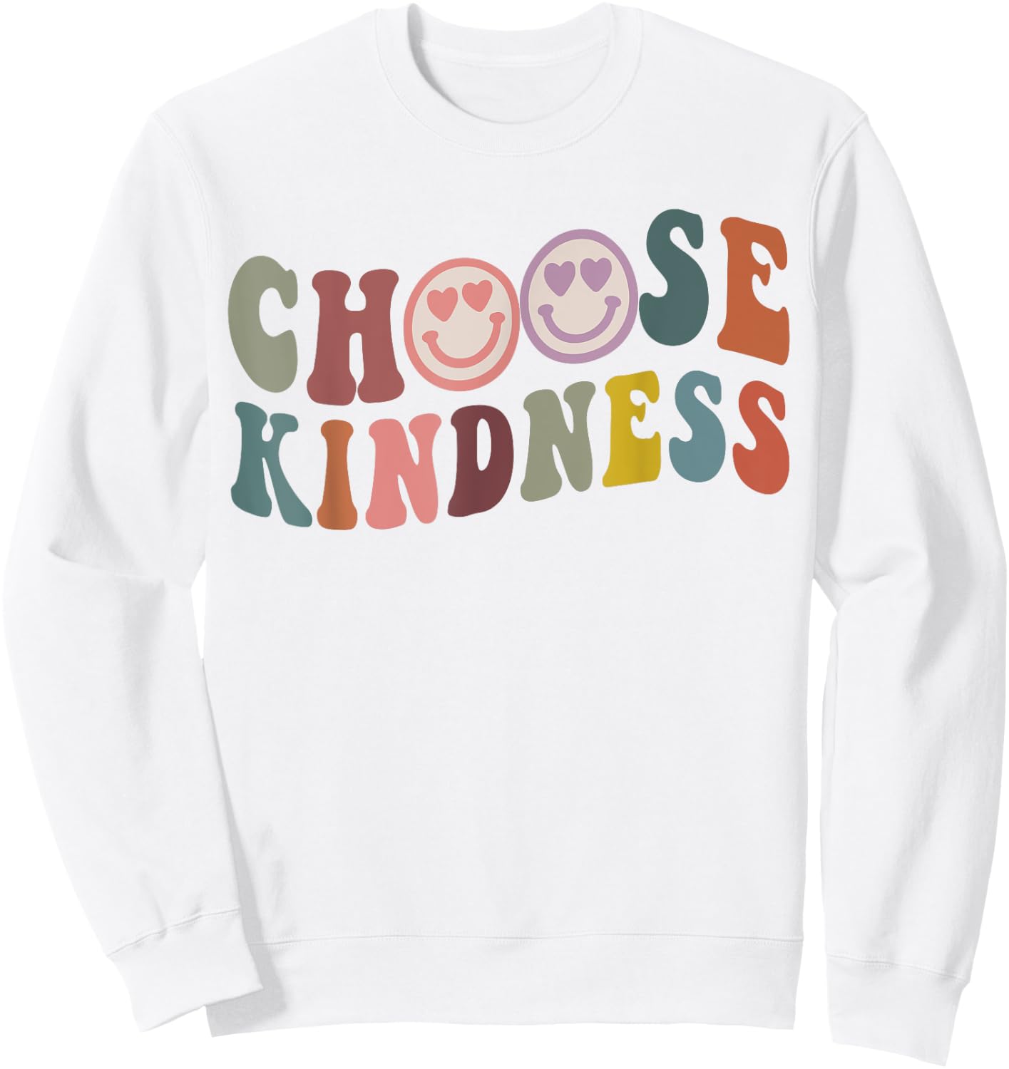 Retro Vintage Smile Face Choose Kindness Lover spiritual Sweatshirt - Sweatshirt | White