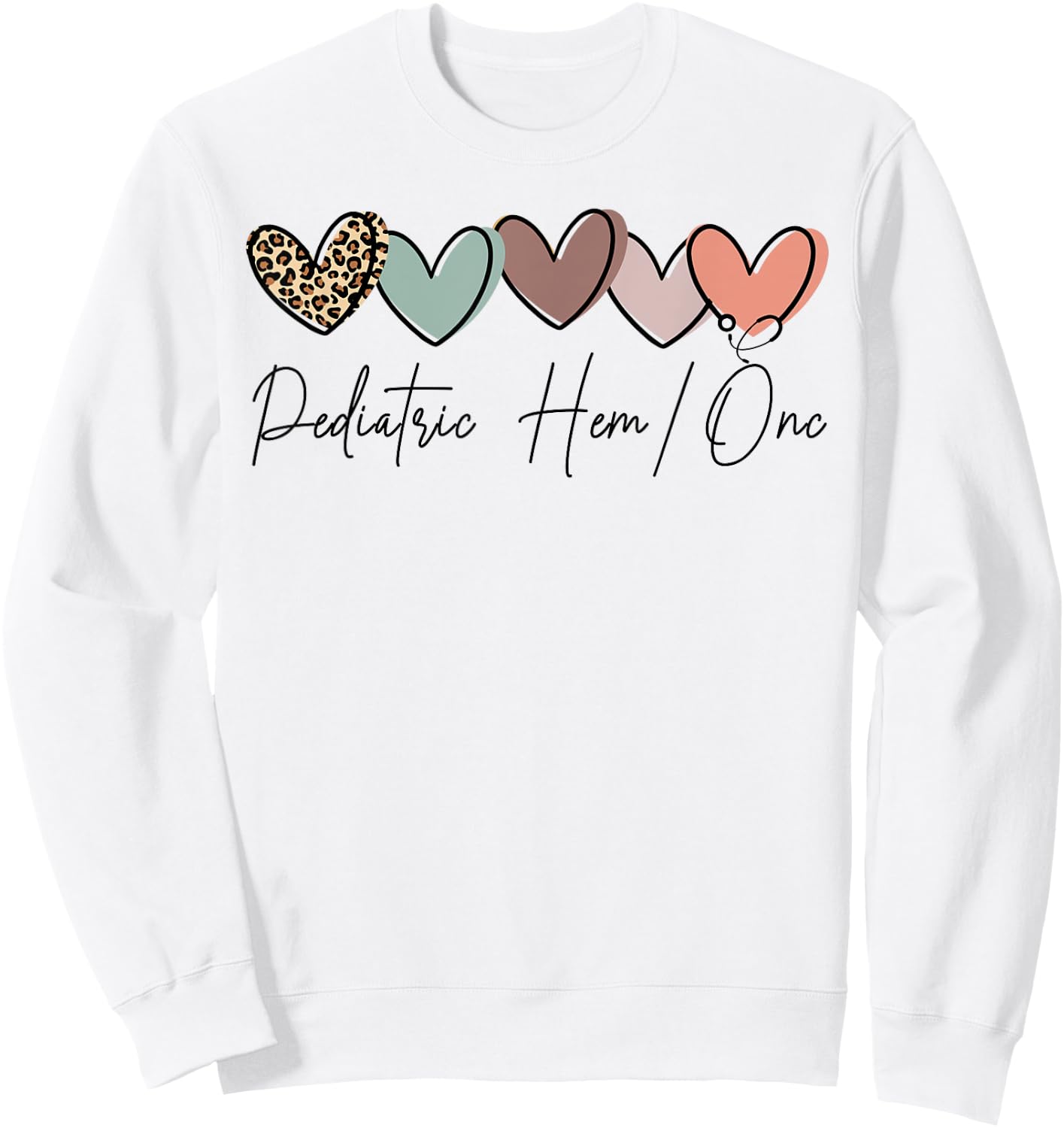 Pediatric Hematology Oncology, Leopard Peds Hem Onc Nurse Sweatshirt - Sweatshirt | White
