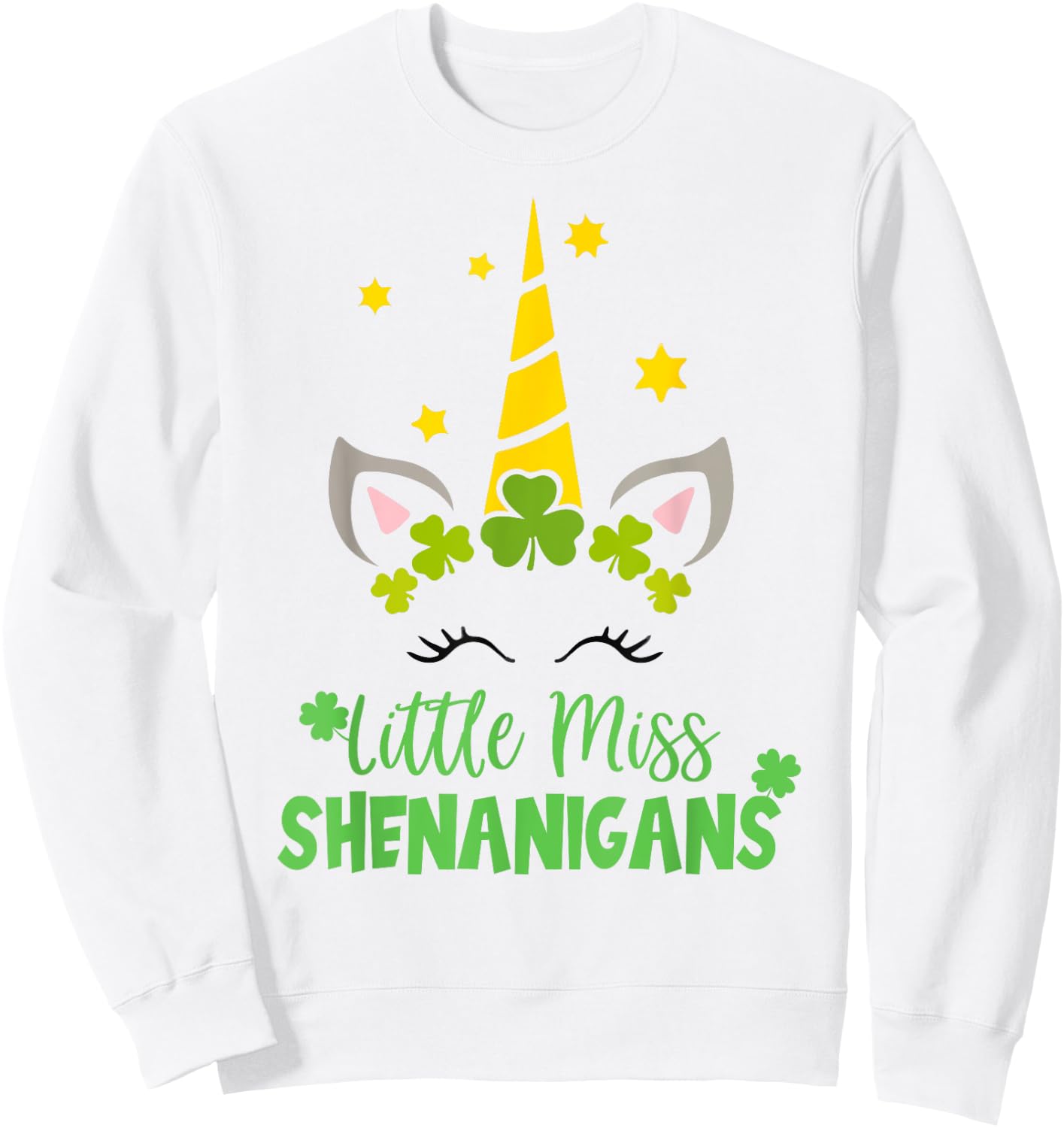 Irish Little Miss Shenanigan St Patrick Day Funny Women Girl Sweatshirt - Sweatshirt | White