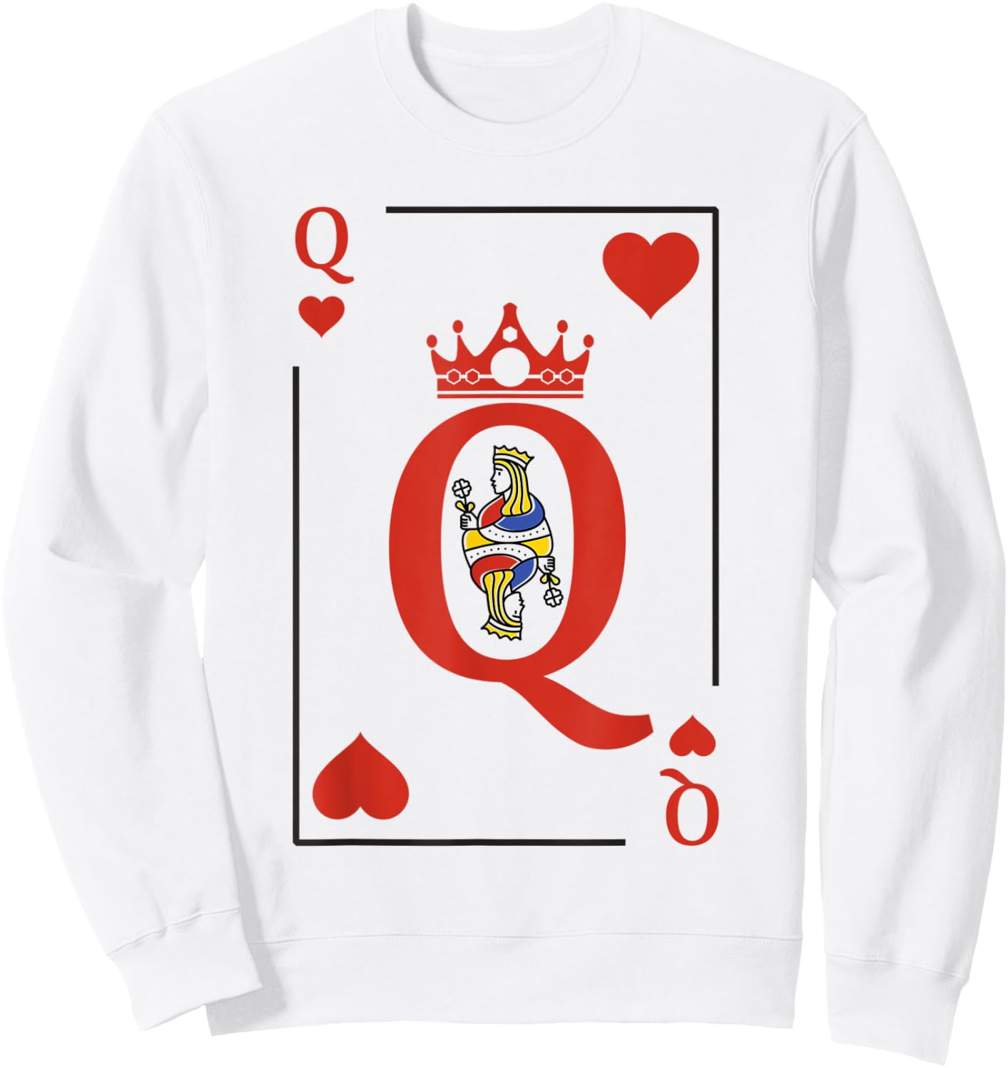 Queen Of Heart Playing Card Poker Halloween Costume Matching Sweatshirt - Sweatshirt | White