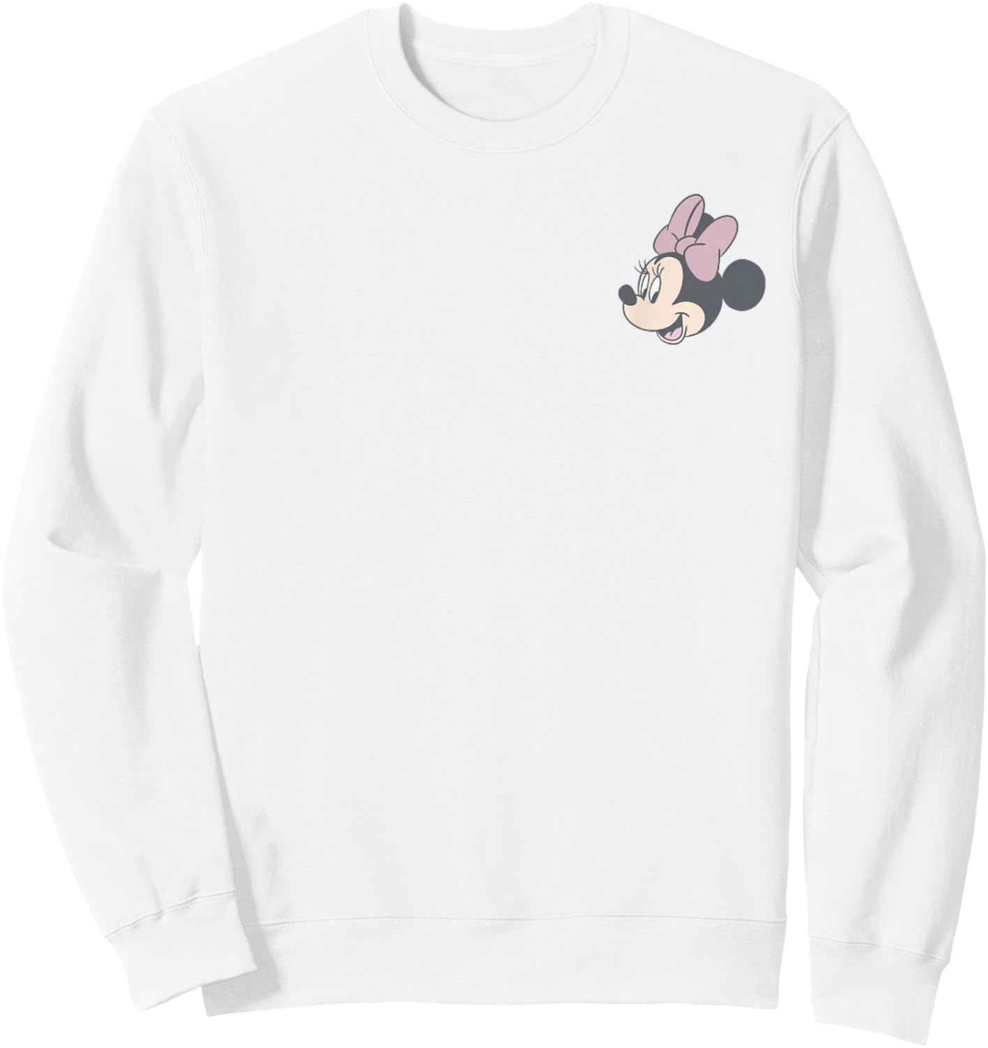 Disney Minnie Mouse Tiny Face Cute Pocket Logo Sweatshirt - Sweatshirt | White