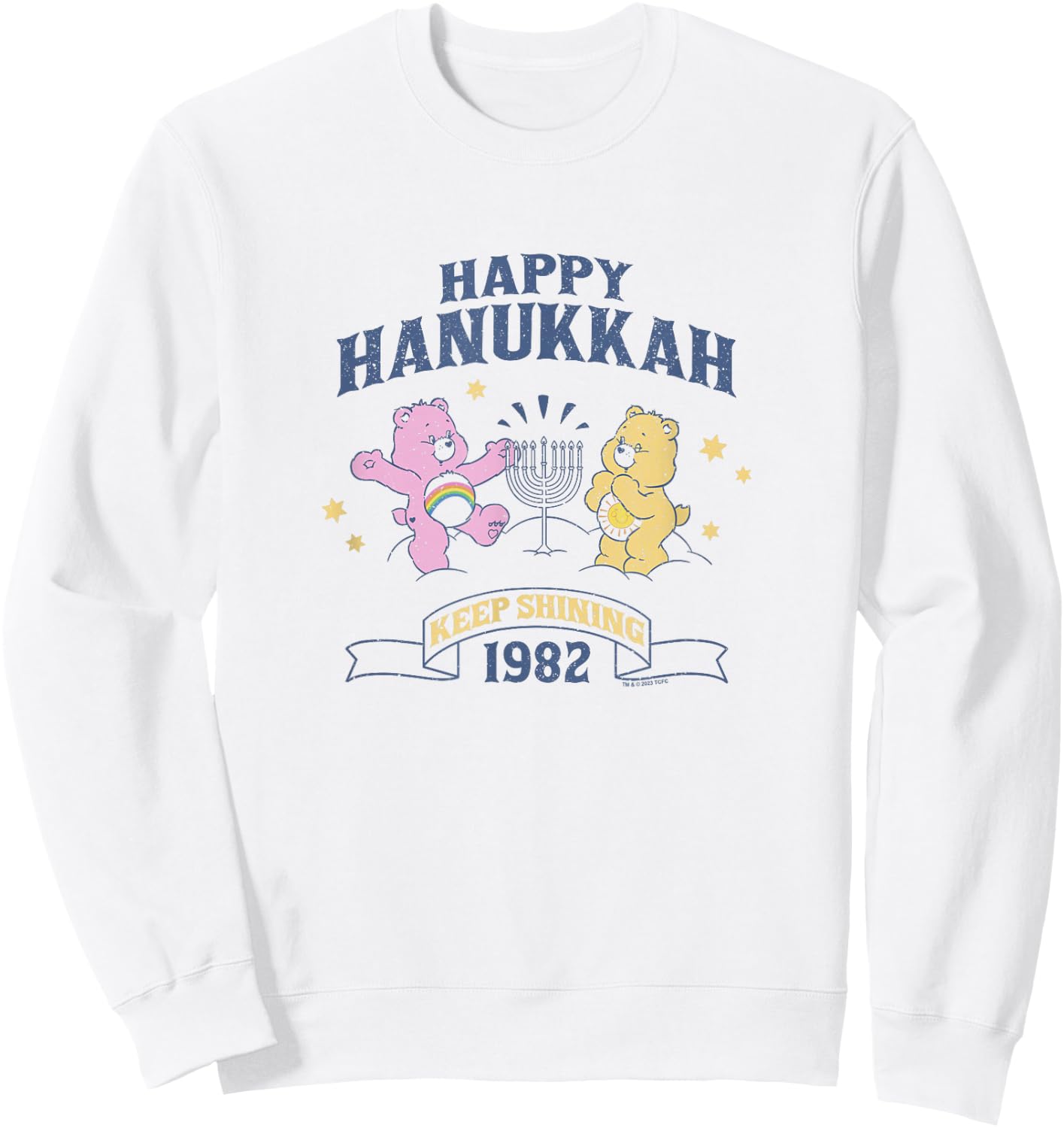 Care Bears Happy Hanukkah Keep Shining 1982 Vintage Holiday Sweatshirt - Sweatshirt | White