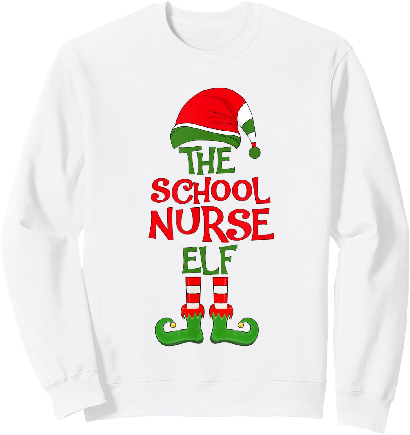 The School Nurse Elf Christmas Group Matching Holiday Party Sweatshirt - Sweatshirt | White