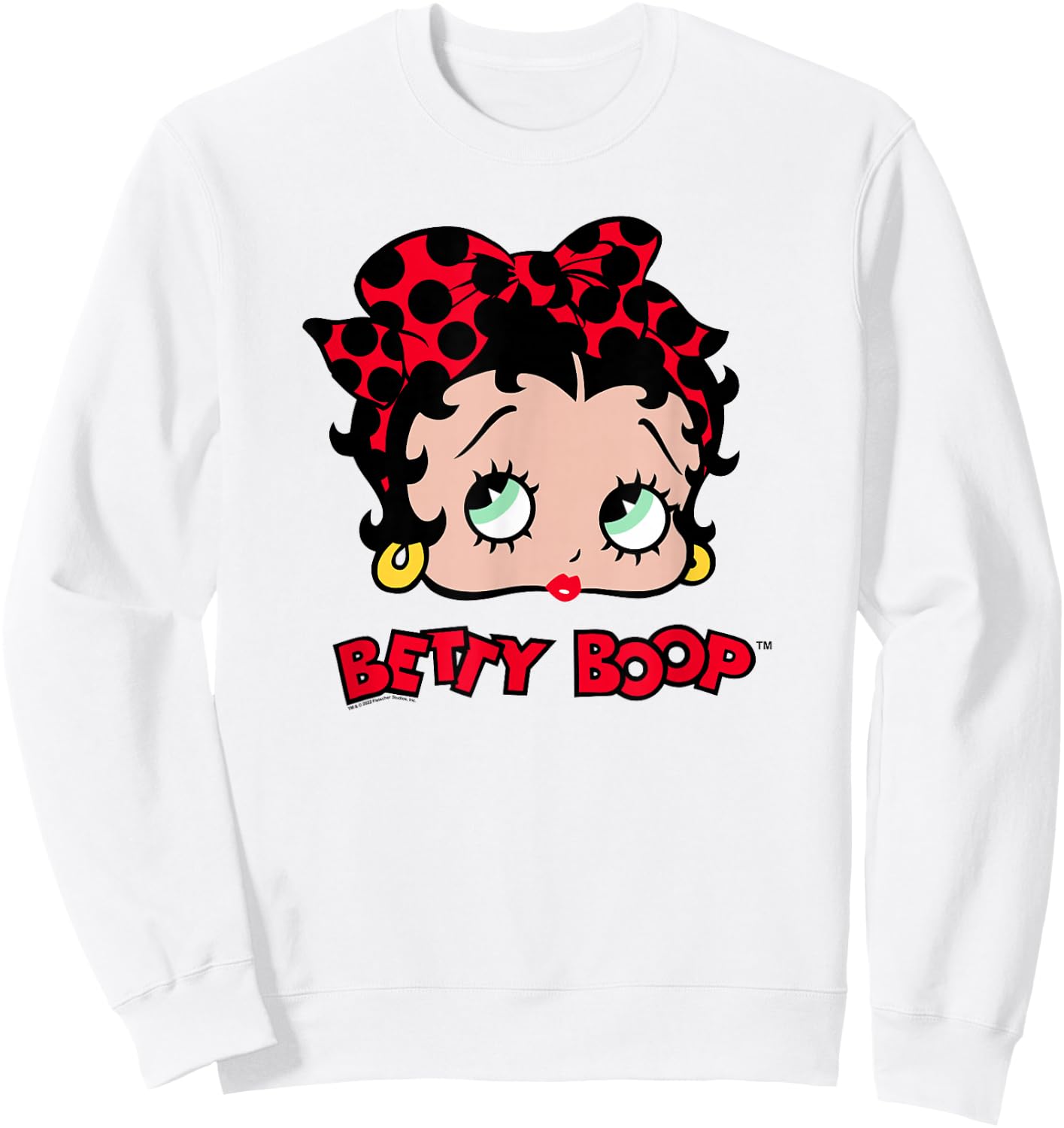 Betty Boop Vintage Classic Dotted Bow Pin Up Portrait Sweatshirt - Sweatshirt | White