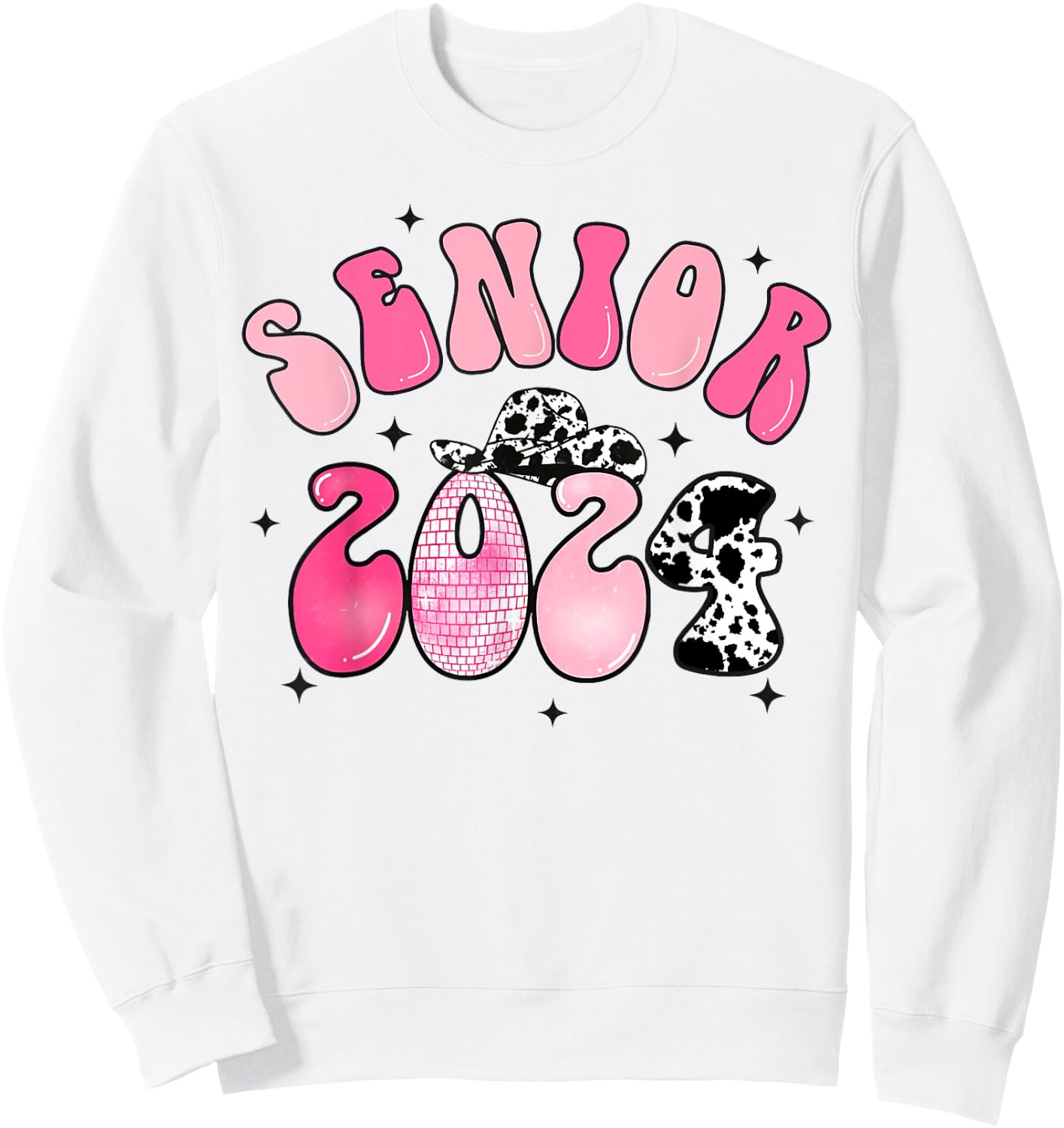 Class Of 2024 Senior Shirt Cowgirl Graduation Disco Groovy Sweatshirt - Sweatshirt | White