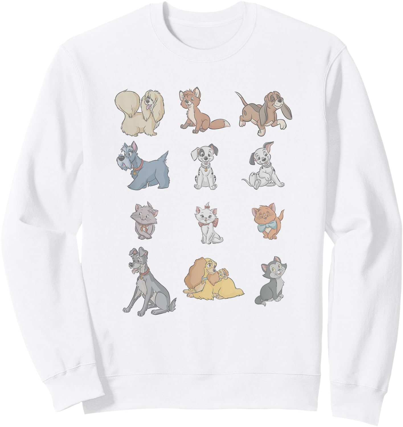 Disney Classic Characters Cats And Dogs Collage Vintage Sweatshirt - Sweatshirt | White