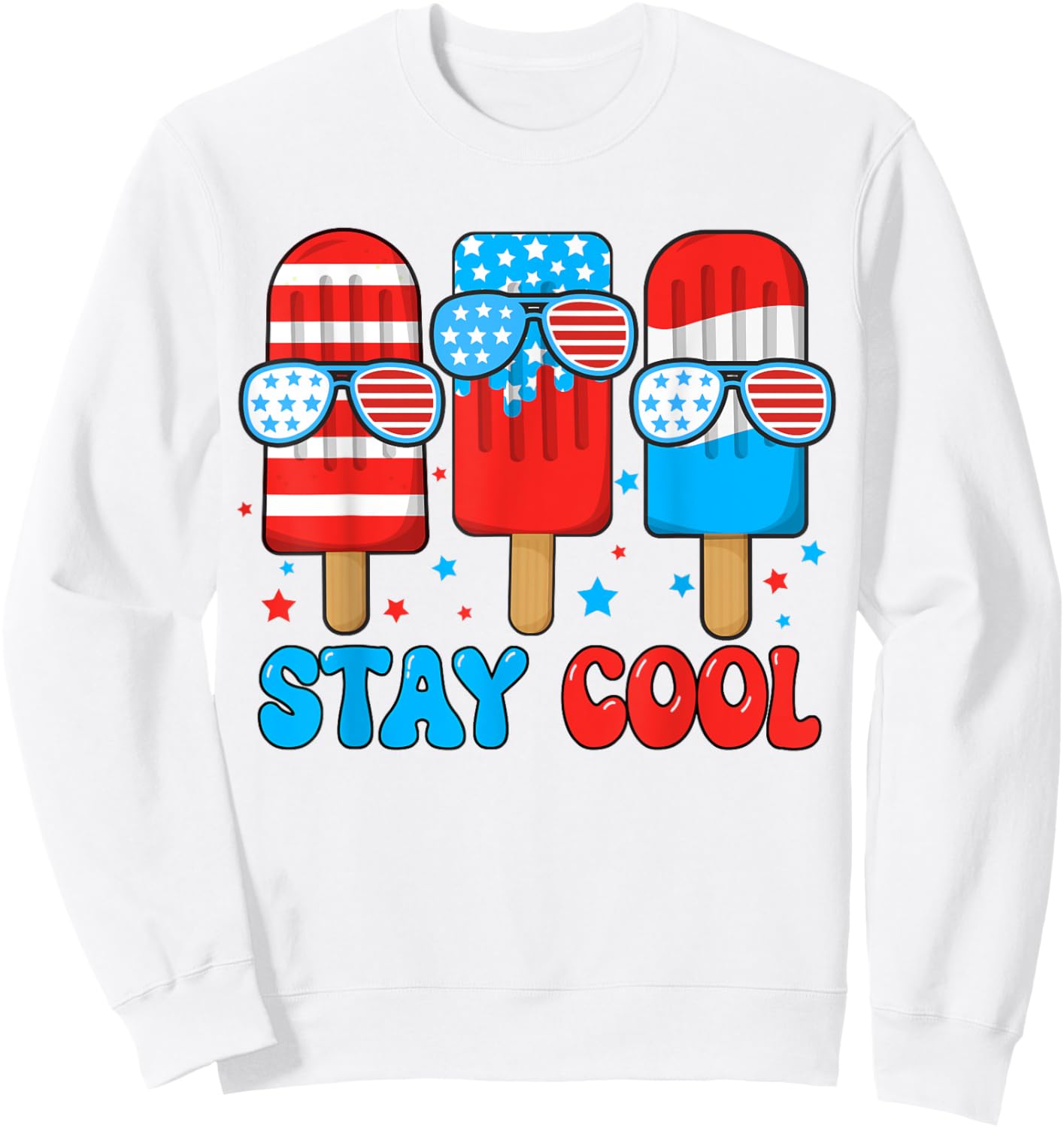 Boy Stay Cool Popsicle 4th July USA Flag Toddler Patriotic Sweatshirt - Sweatshirt | White