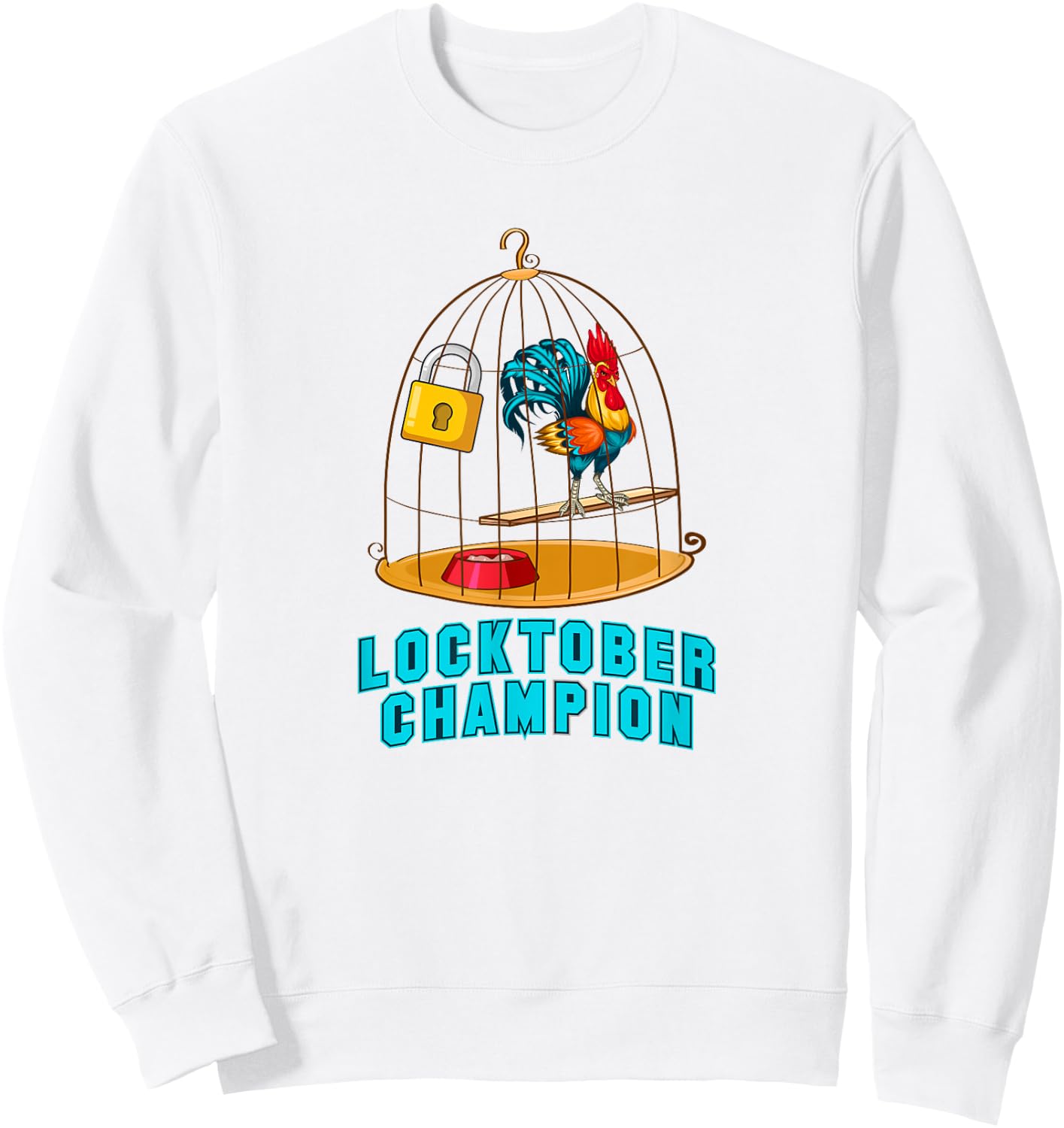 Red Rooster Cock Male Chastity Locktober Champion Chicken Sweatshirt - Sweatshirt | White