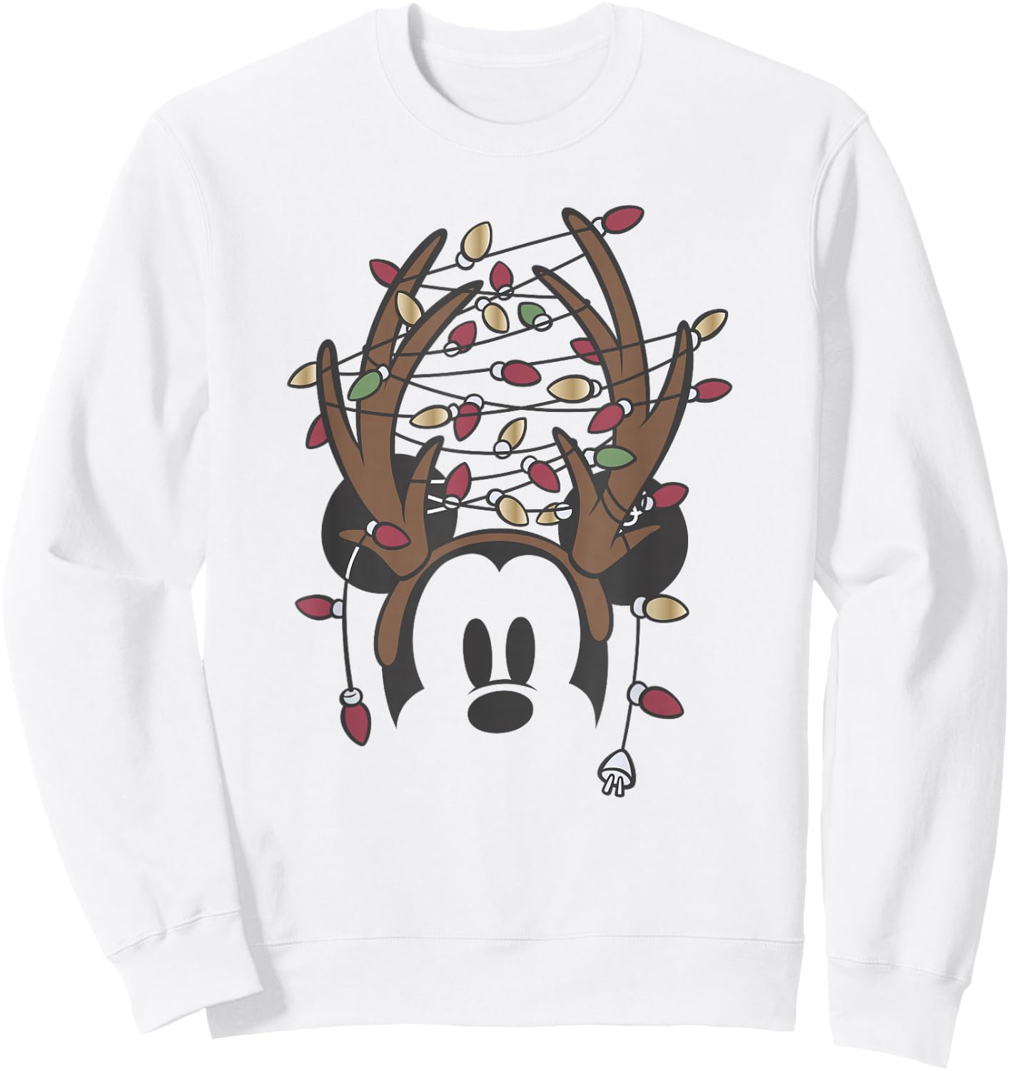 Disney Mickey Christmas Tangled Lights Antlers Sweatshirt - Sweatshirt | White