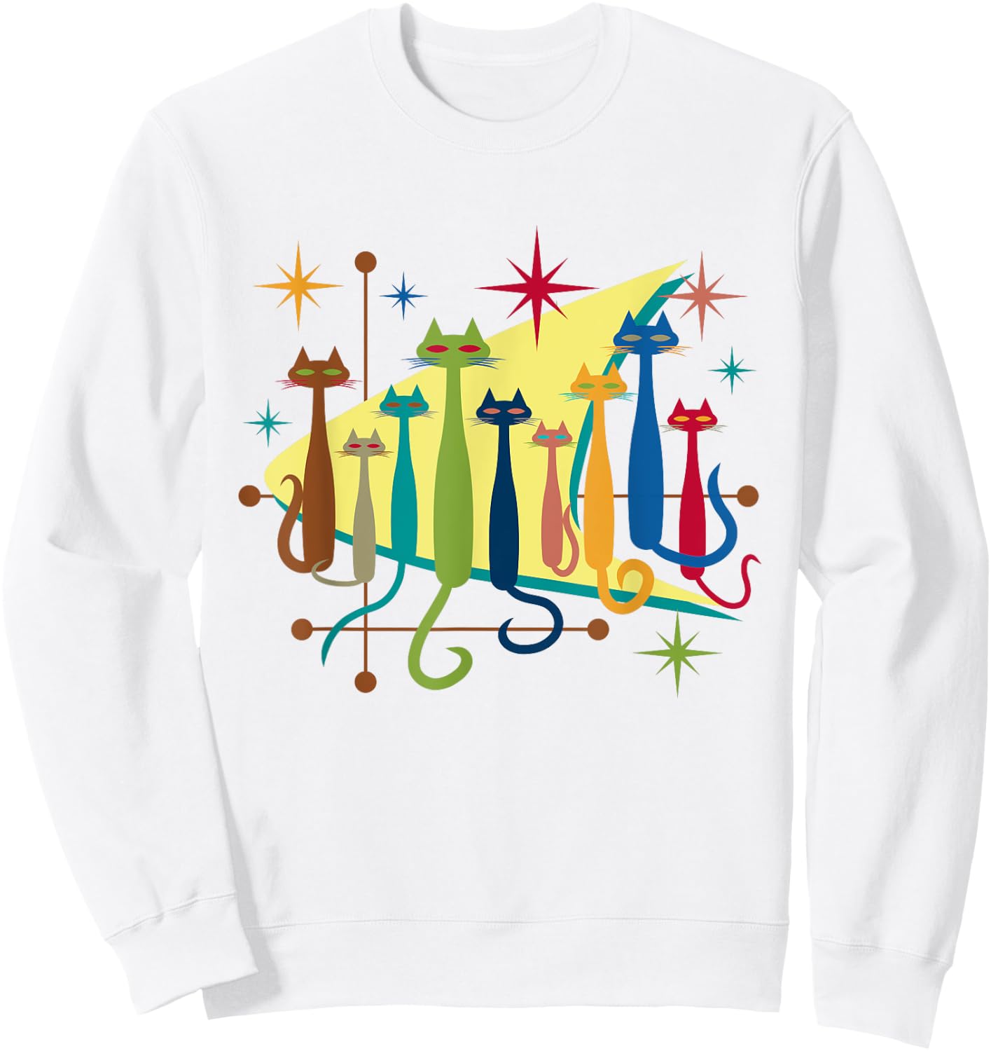 Cats Vintage Retro Mid-Century Modern Look 50s 60s Style Sweatshirt - Sweatshirt | White