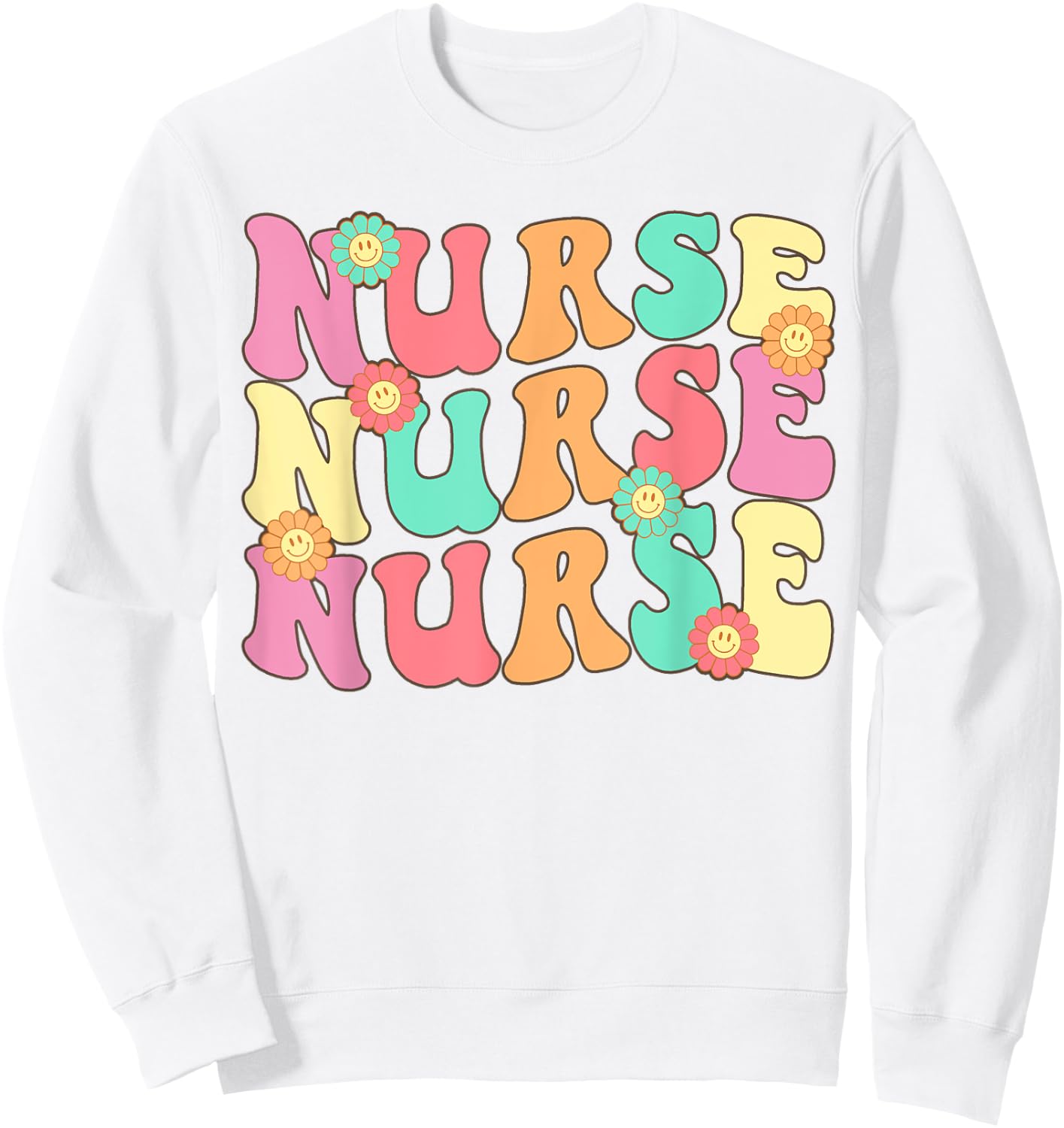 Nurse Women Groovy Future Nurse Appreciation ER Nursing Sweatshirt - Sweatshirt | White