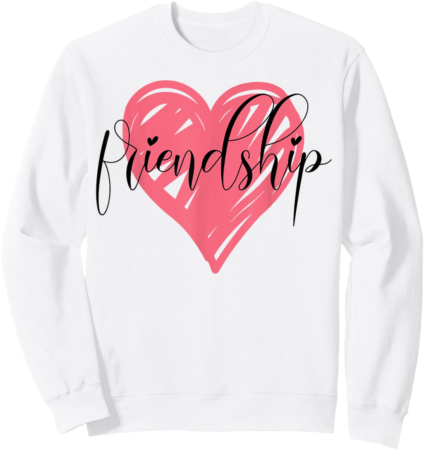 Friendship Best-Friend Cute Heart Bestie BFF Matching Sweatshirt - Sweatshirt | White