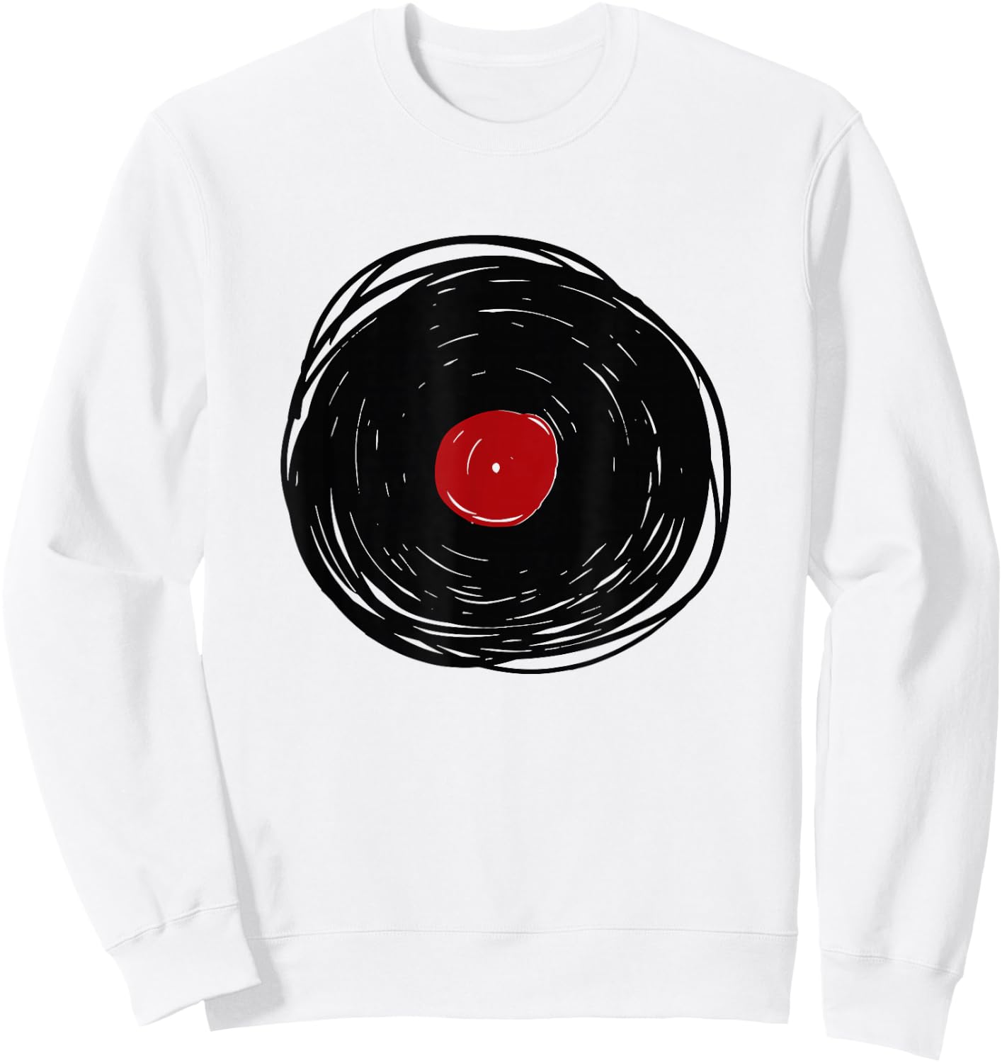 Vinyl Record Drawing - LP Collector Sweatshirt - Sweatshirt | White