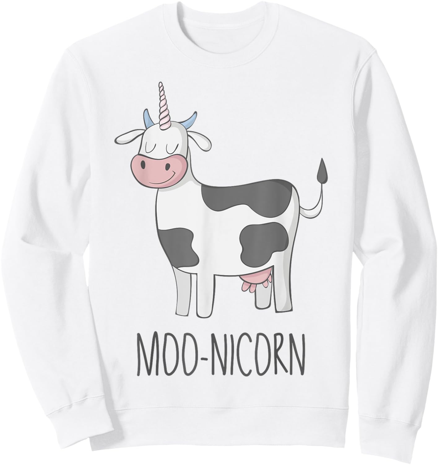 Moonicorn Funny Cow Unicorn T Shirt for Kids and Adults Sweatshirt - Sweatshirt | White
