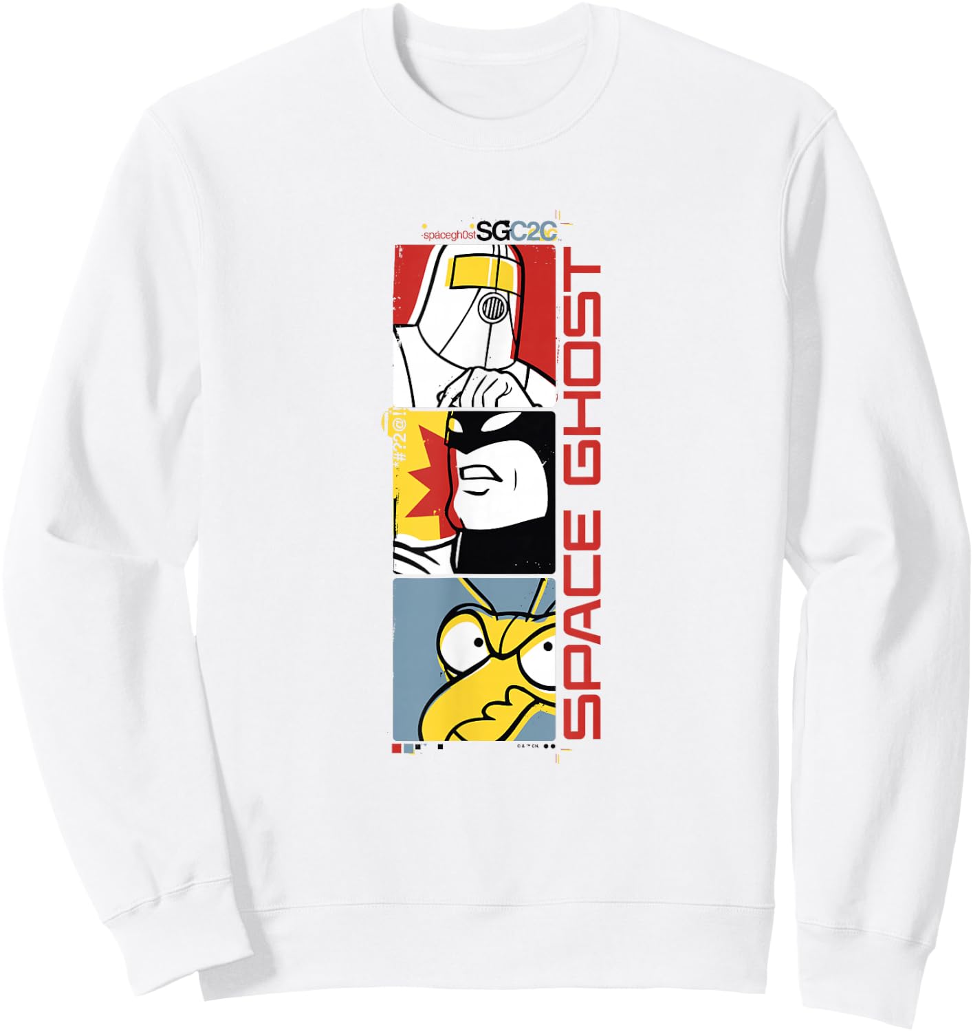 Space Ghost Coast to Coast Vertical Villains Faded Box Up Sweatshirt - Sweatshirt | White