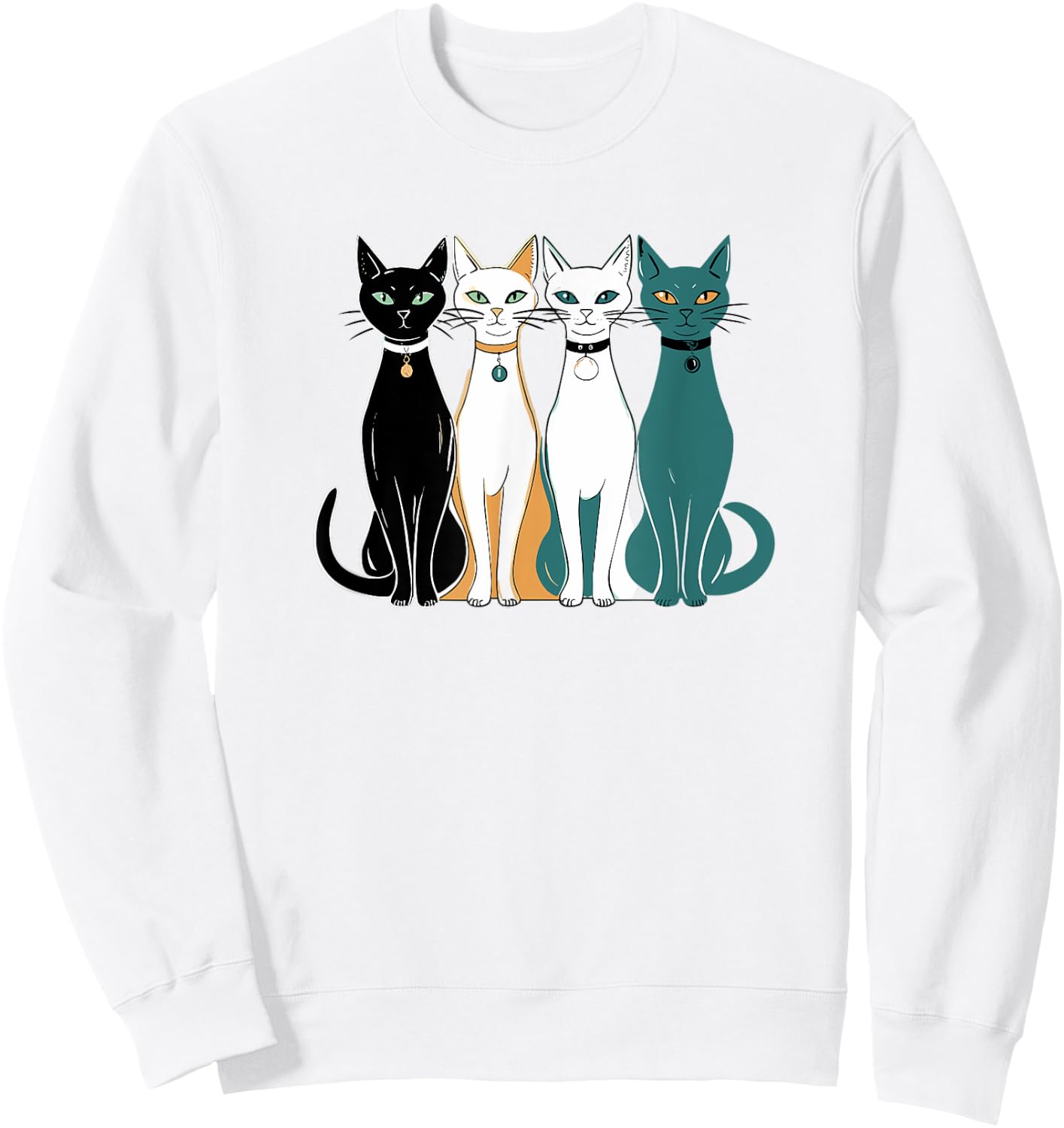 Retro Cats Midcentury Mid Century Age 60s 70s Space Sweatshirt - Sweatshirt | White