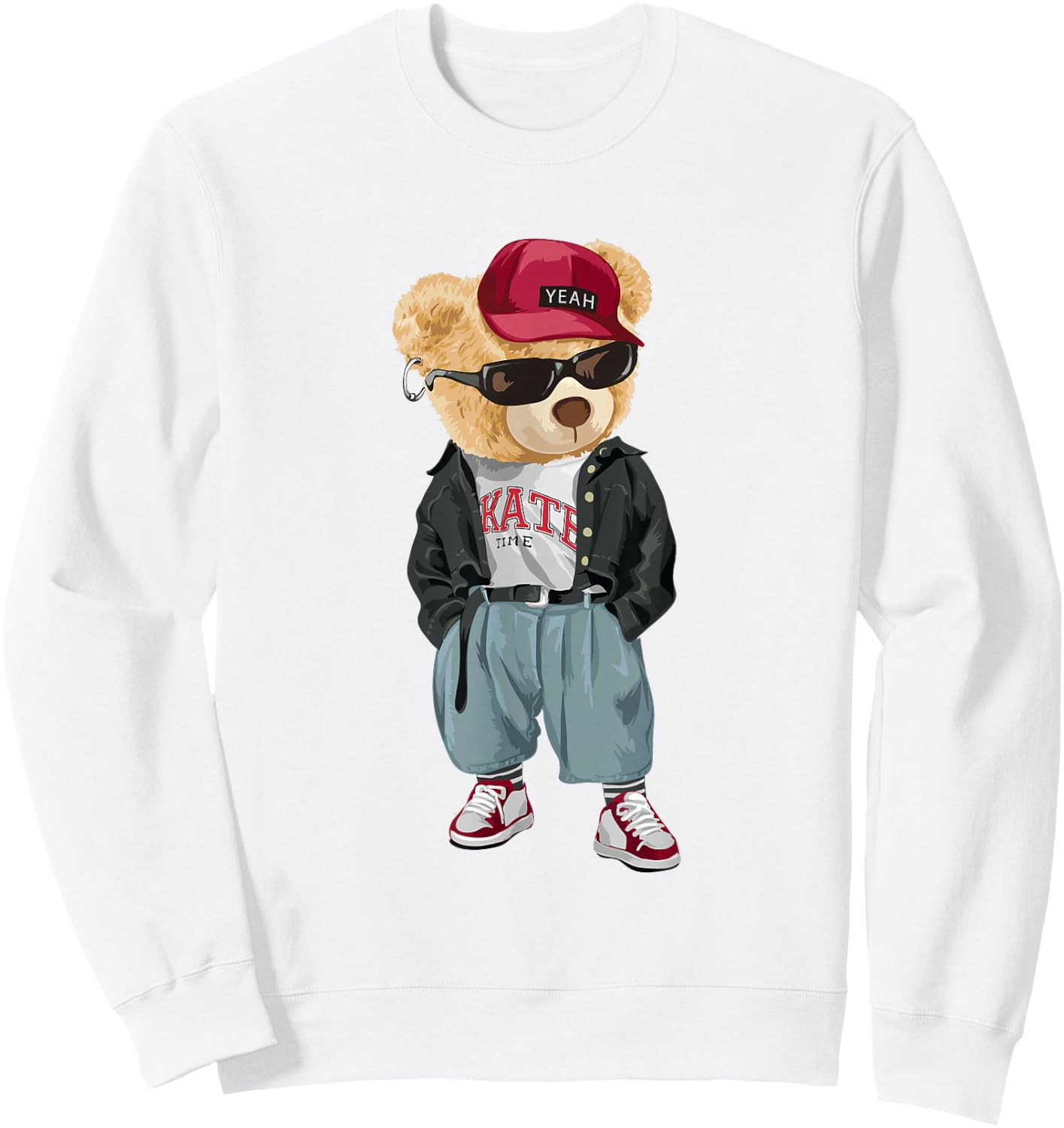 Punk Rocker Rapper Popster Punker Teddy Bear Rap Hip Hop Sweatshirt - Sweatshirt | White