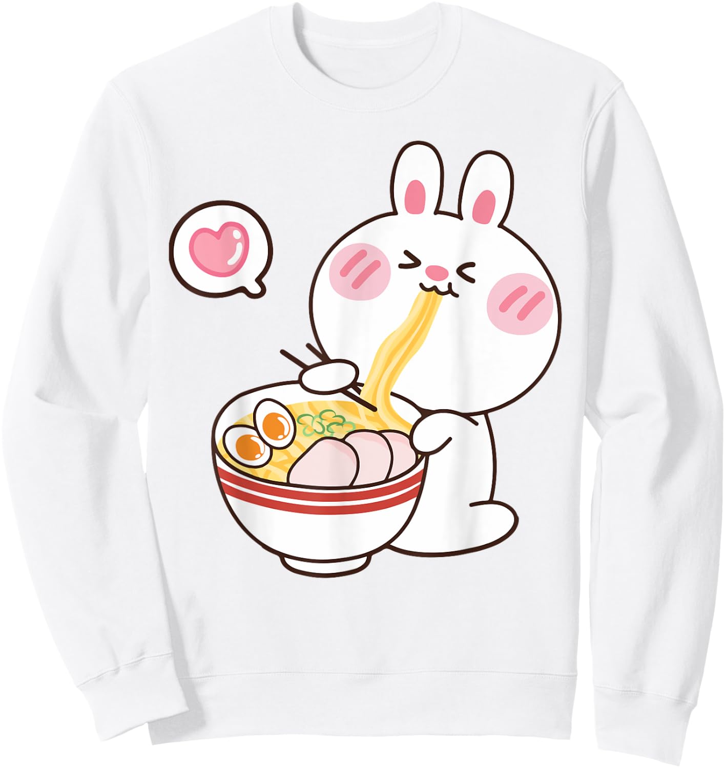 Cute Rabbit Ramen Noodle Toddler Girl Teen Kids Kawaii Anime Sweatshirt - Sweatshirt | White