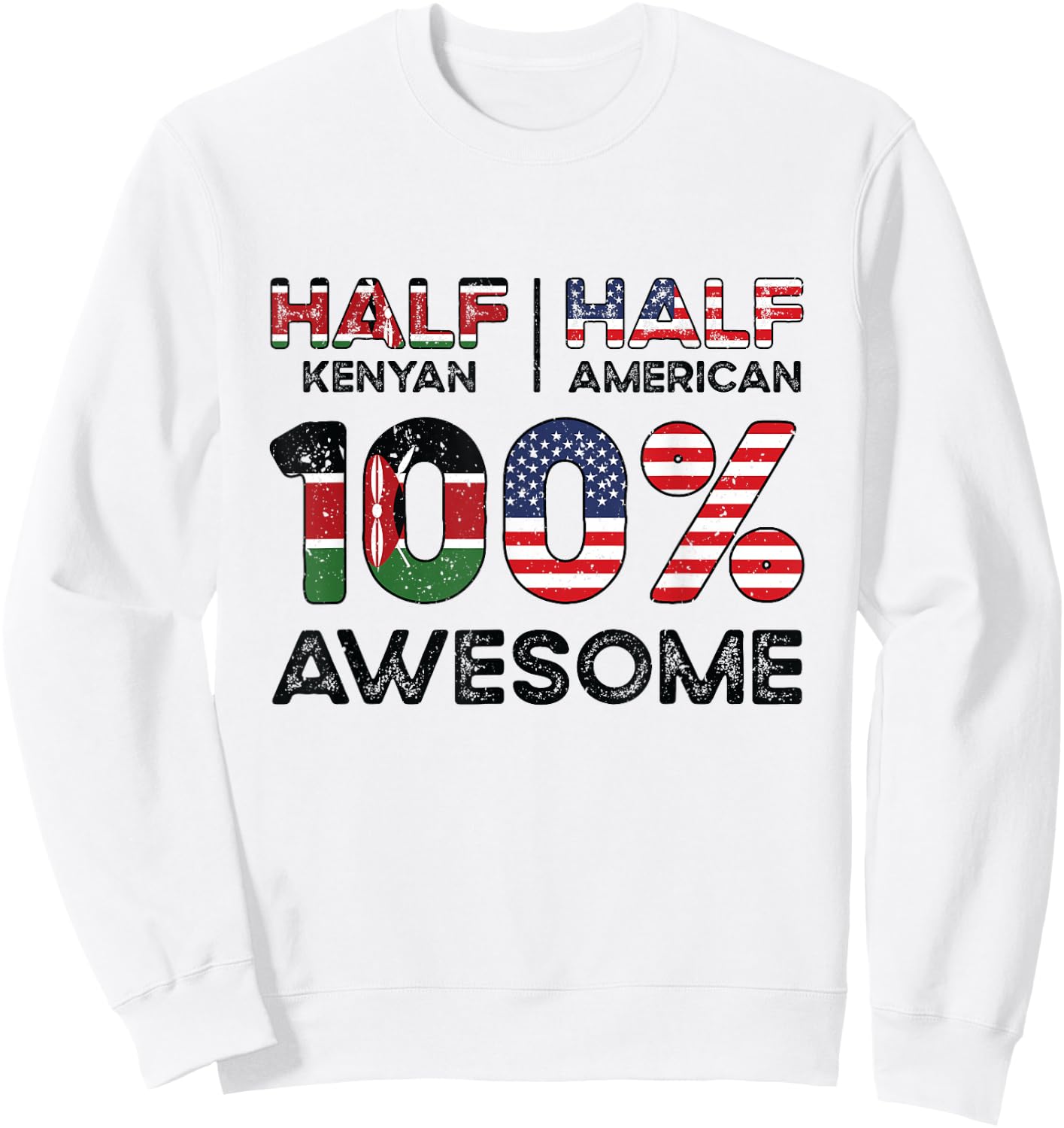 Kenyan American Patriot USA Grown Kenya US Flag Sweatshirt - Sweatshirt | White