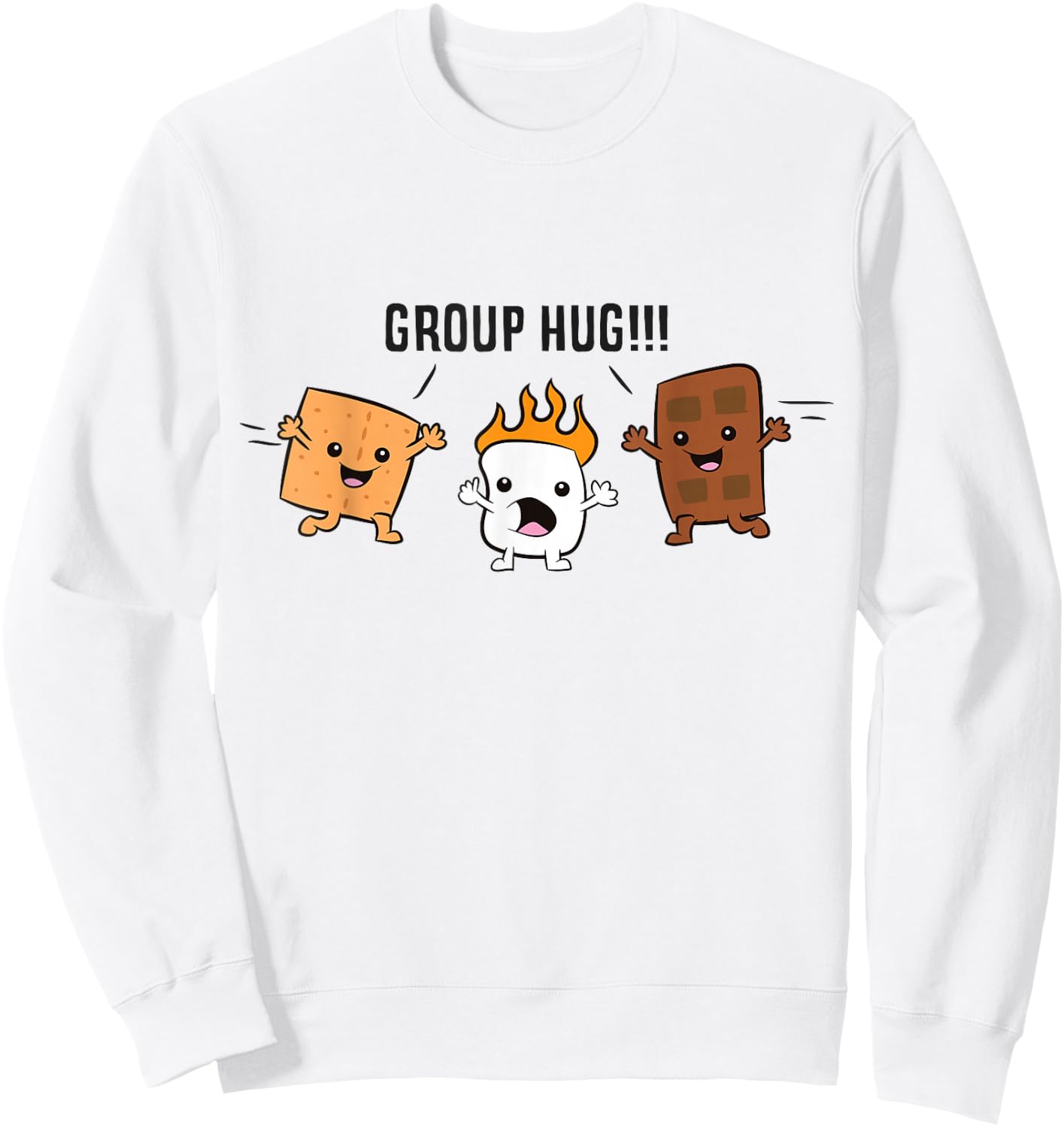 Group Hug S'mores Campfire Marshmallow Chocolate Smores Sweatshirt - Sweatshirt | White