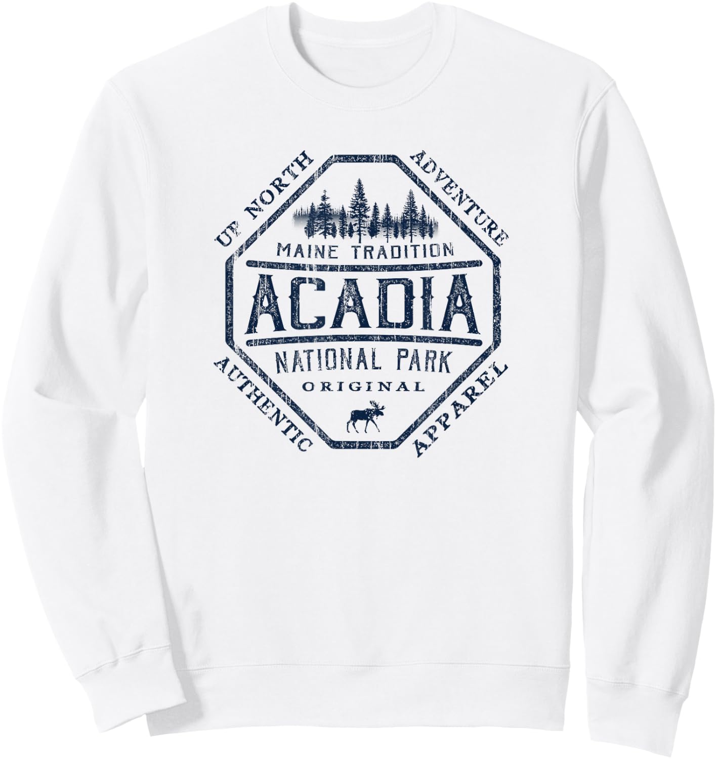 Acadia National Park Destinations Vintage , -Adults, Grey, Small, Short Sleeve, Classic Fit Sweatshirt - Sweatshirt | White
