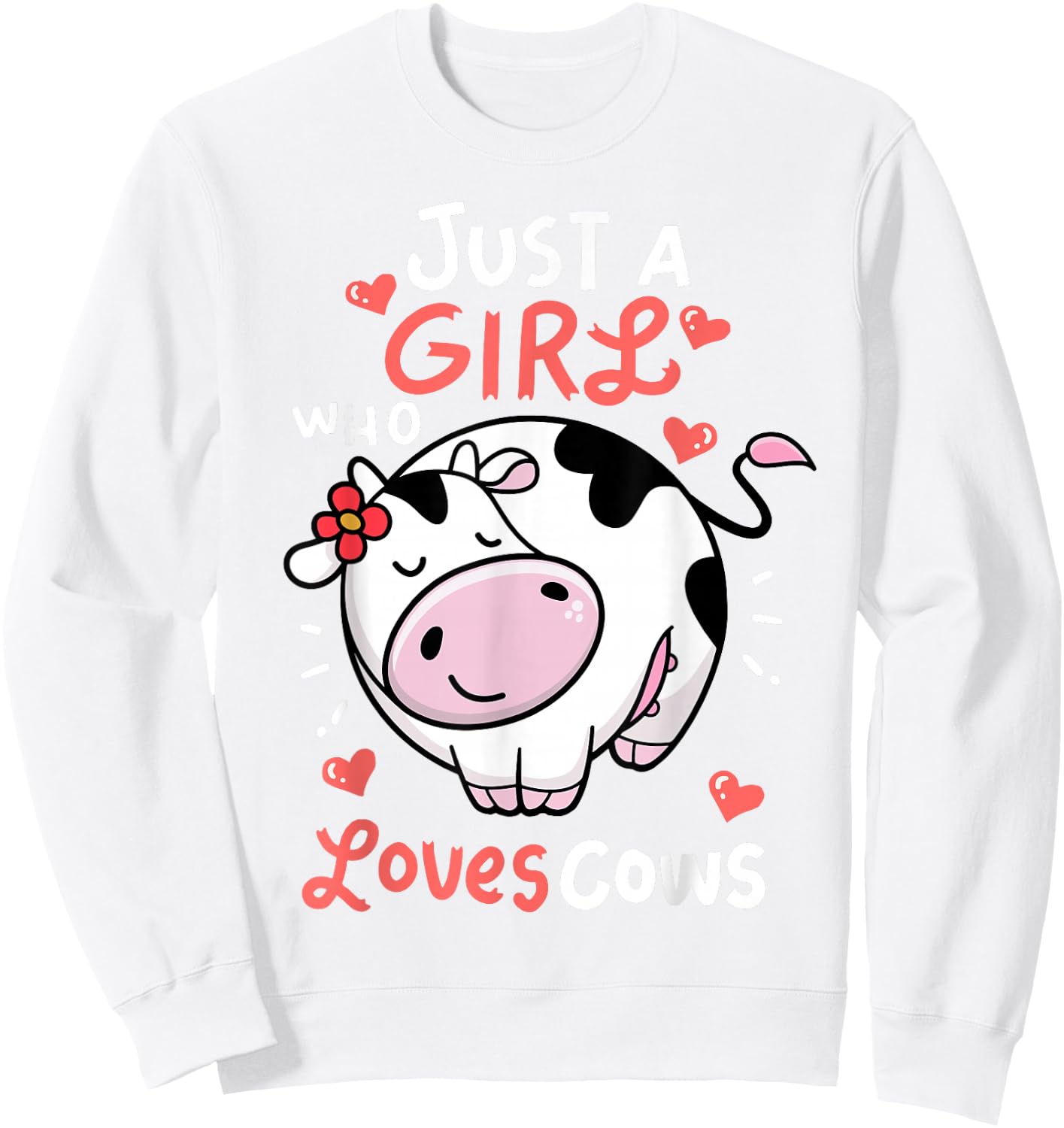 Cow-Shirt Just A Girl Who Loves Cows Print Kids Toddler Farm Sweatshirt - Sweatshirt | White