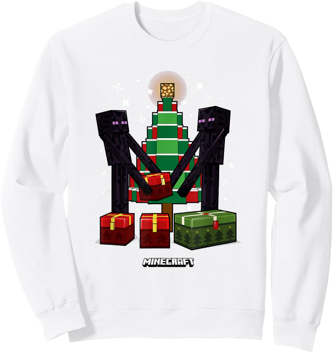 Minecraft Christmas Endermen Gift Exchange Xmas Tree Sweatshirt - Sweatshirt | White