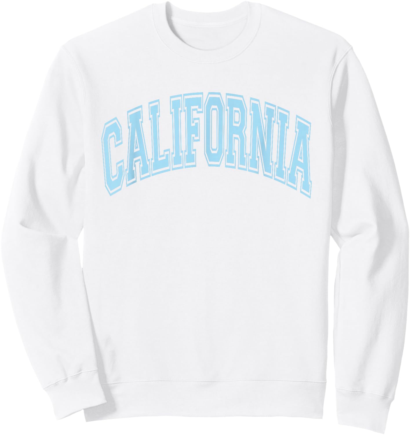 California Arched Style Text White with Light Blue Print Sweatshirt - Sweatshirt | White