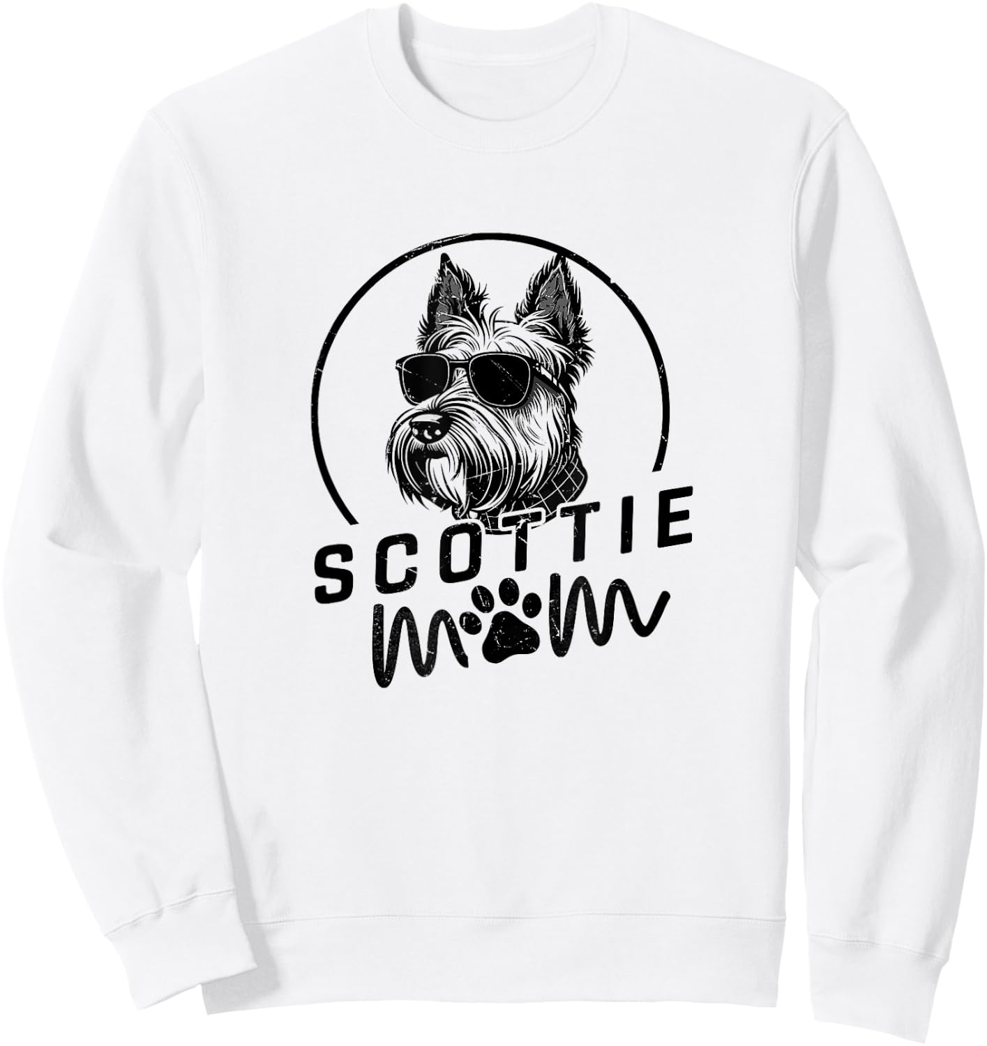 Scottie Dog Mom Face Gifts Funny Dog Dad Christmas Sweatshirt - Sweatshirt | White