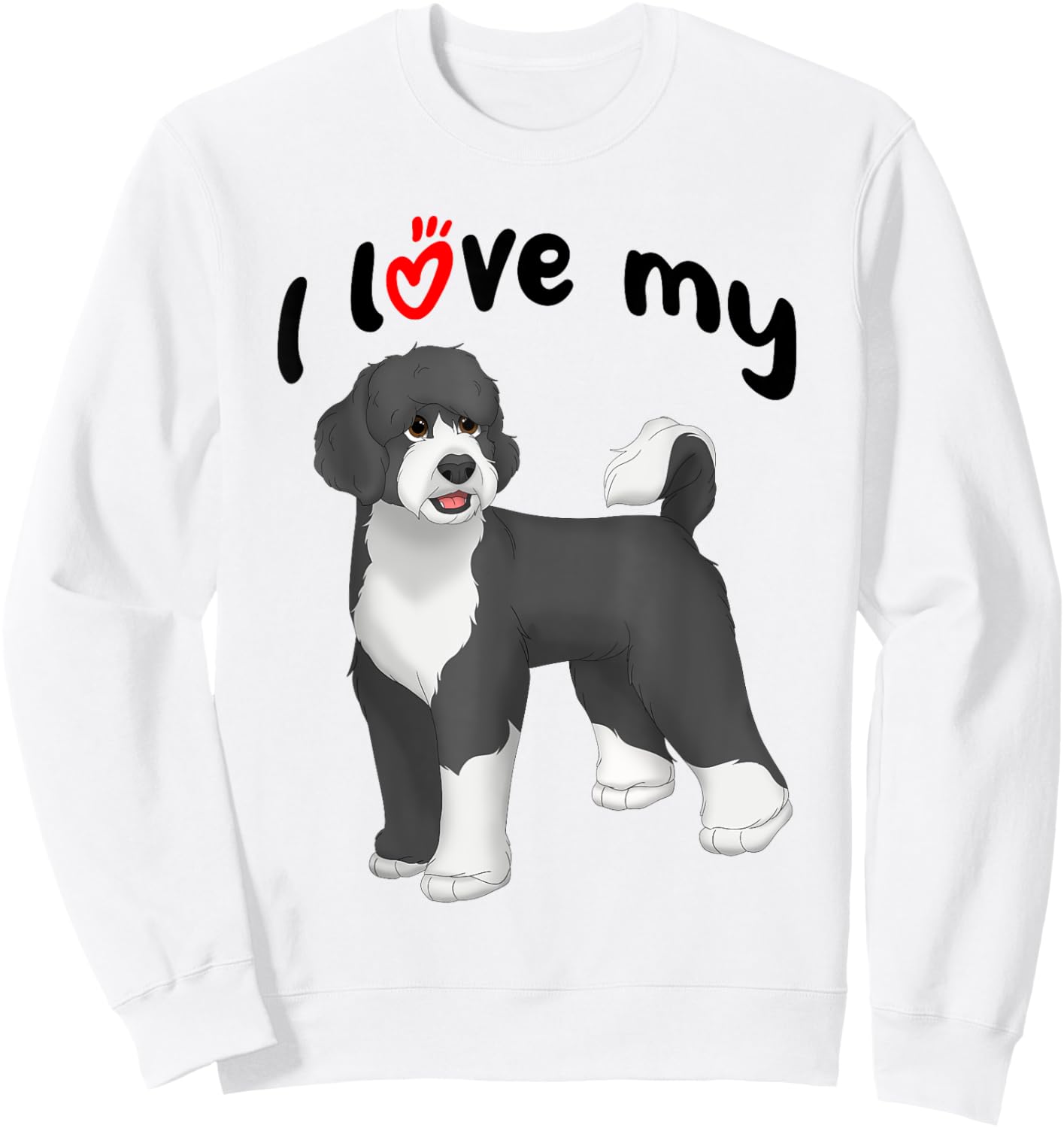I Love My Black and White Portuguese Water Dog Sweatshirt - Sweatshirt | White