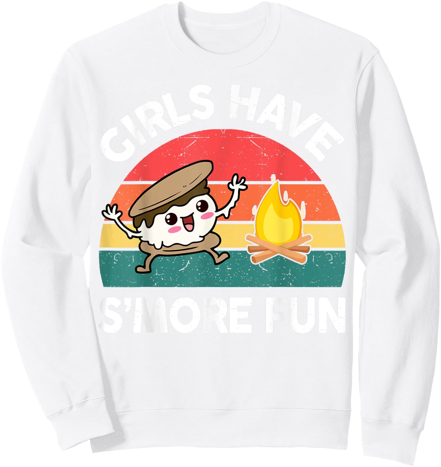 Girl Have Smore Fun One Happy Camper Kids Toddler Camping Sweatshirt - Sweatshirt | White