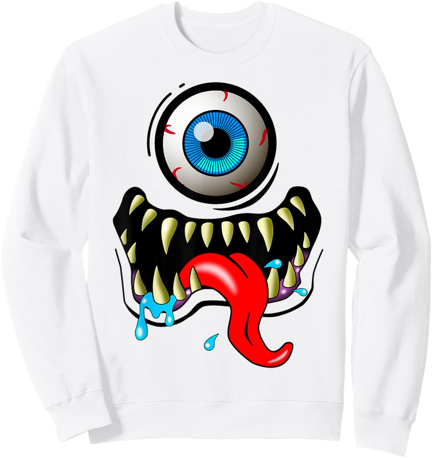 Monster Face Funny Sweatshirt - Sweatshirt | White