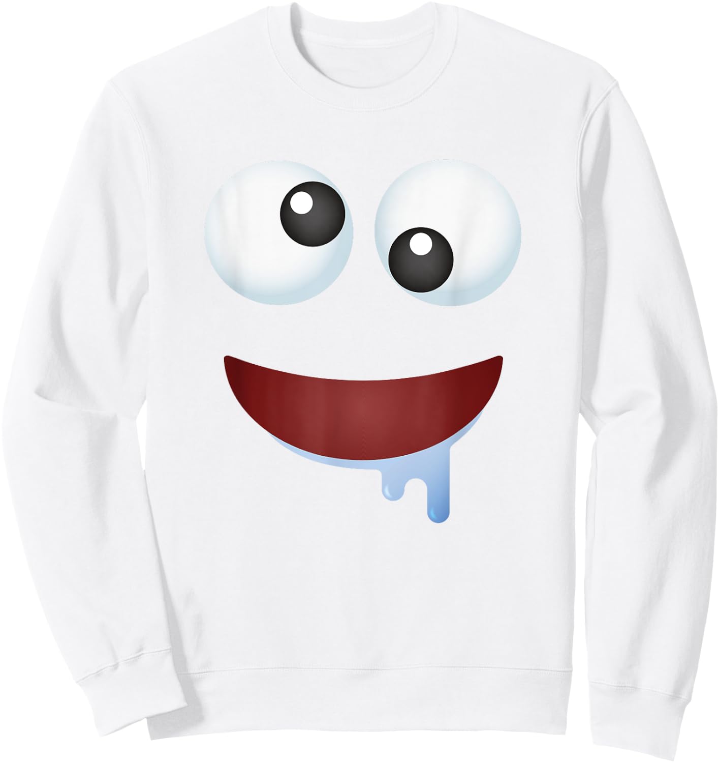 Funny Group Costume Halloween Team Outfit Drooling Emoticon Sweatshirt - Sweatshirt | White