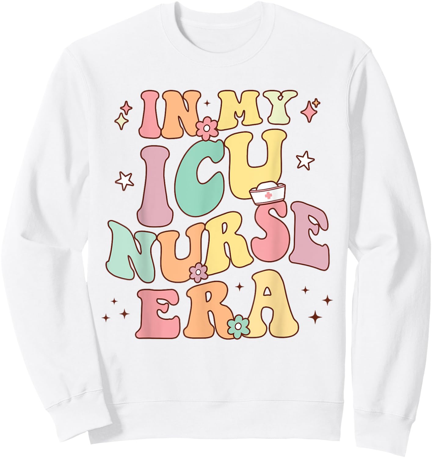 In My ICU Nurse Era Retro Nursing School Intensive Care Unit Sweatshirt - Sweatshirt | White