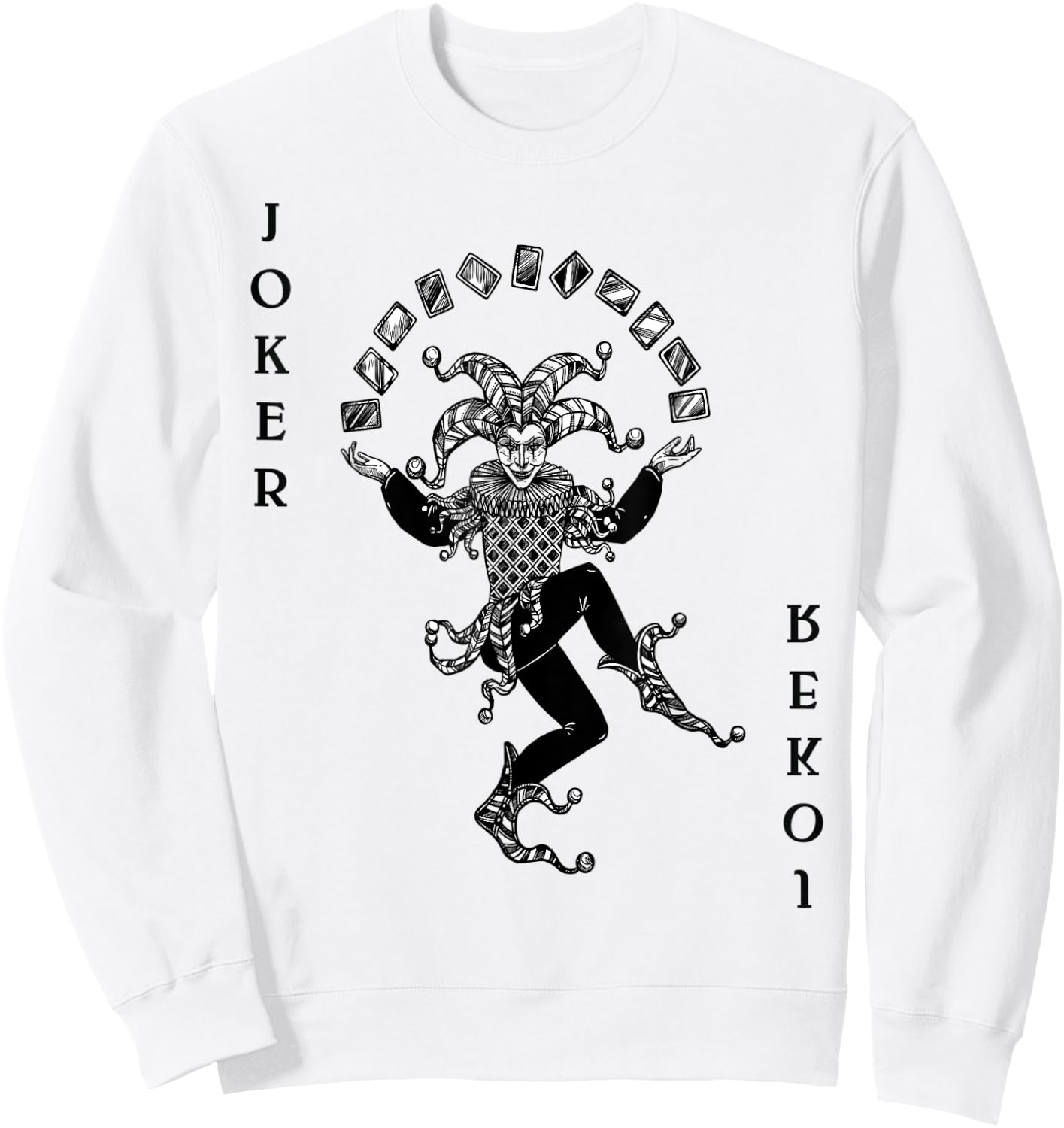 Joker Poker Playing Card Costume Carnival Joker Costume Sweatshirt - Sweatshirt | White