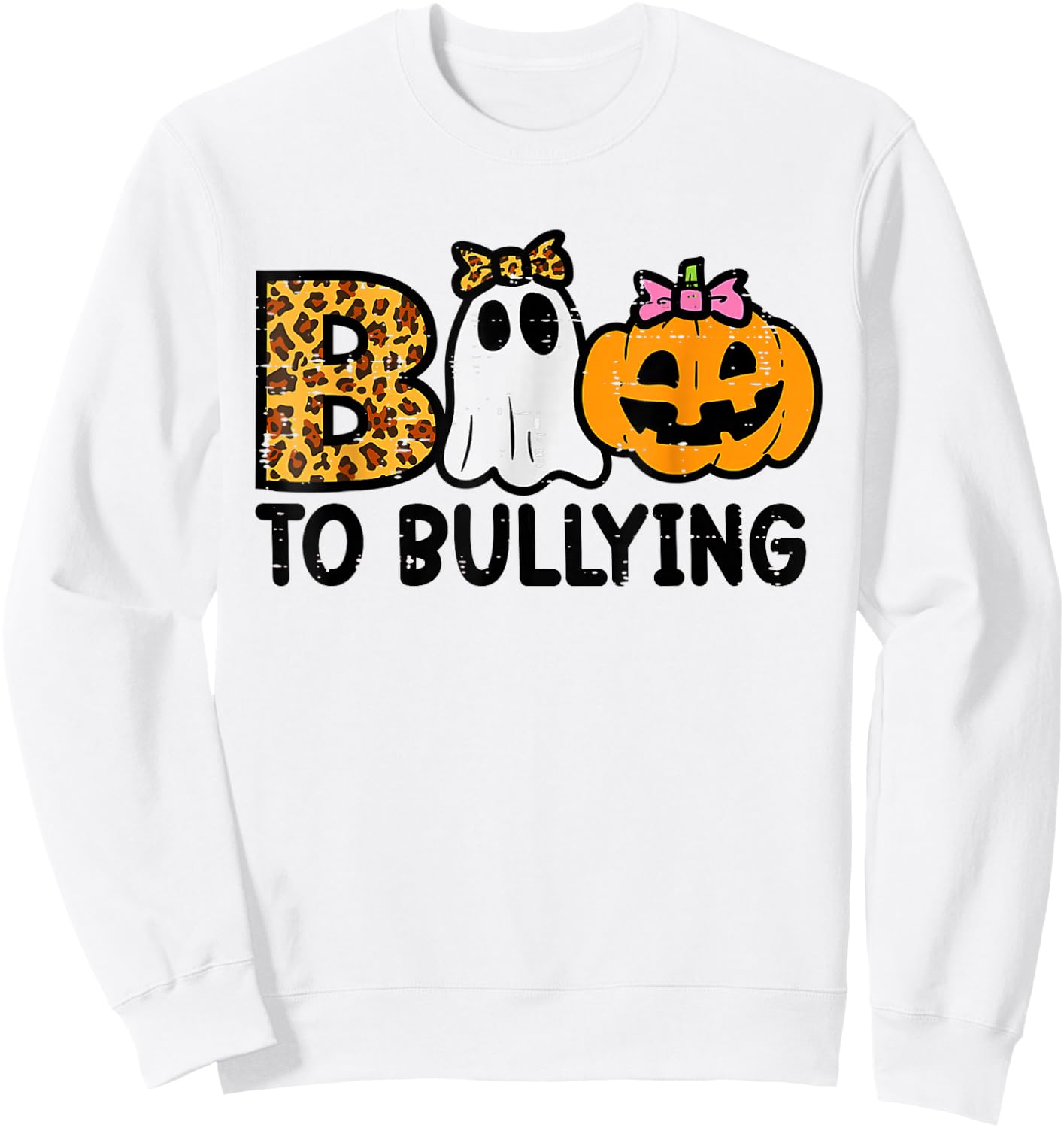 Boo To Bullying Halloween Ghost Anti Bully Unity Day Orange Sweatshirt - Sweatshirt | White